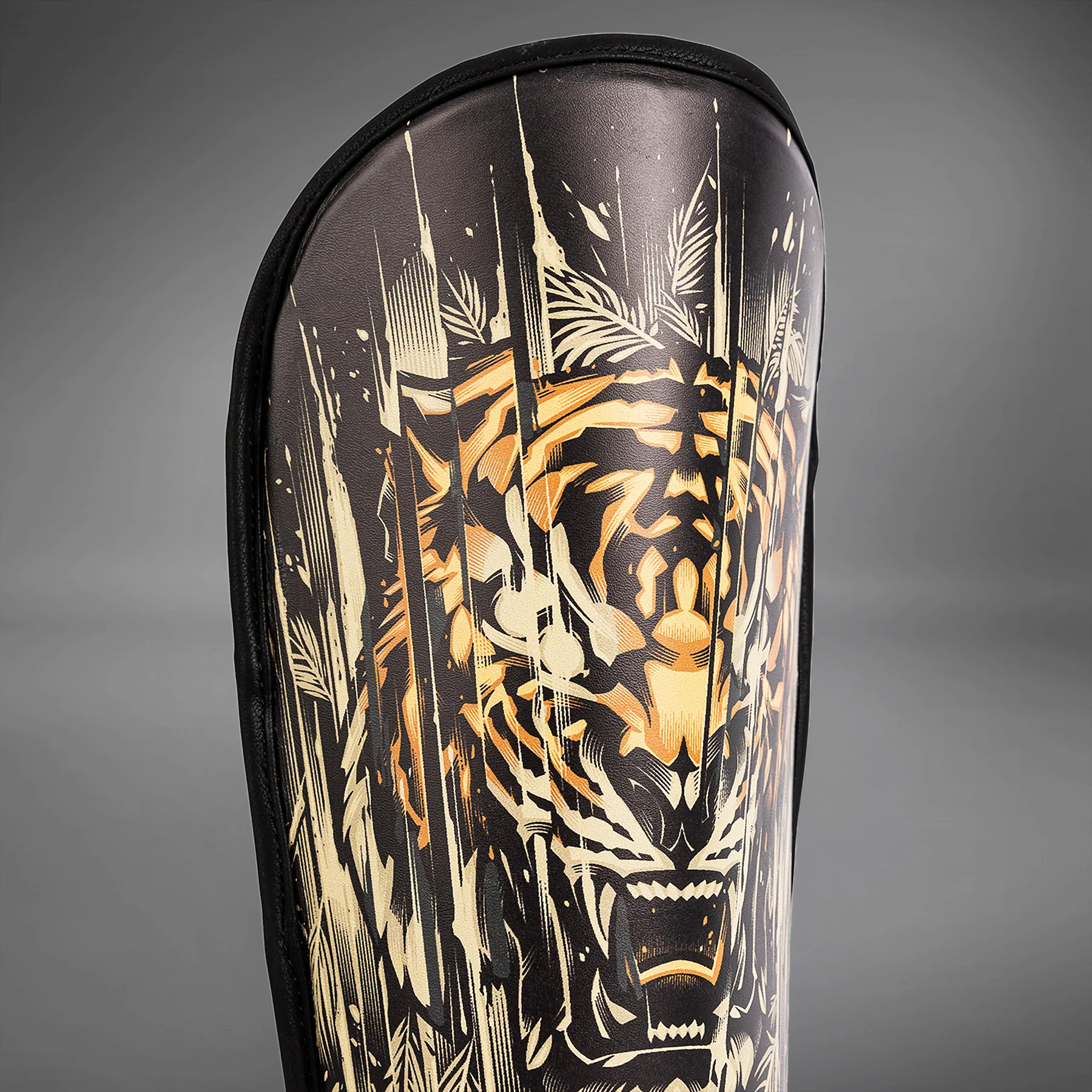 Venum Tiger Kids Shin Guards - Black/Neon Orang - Image 3