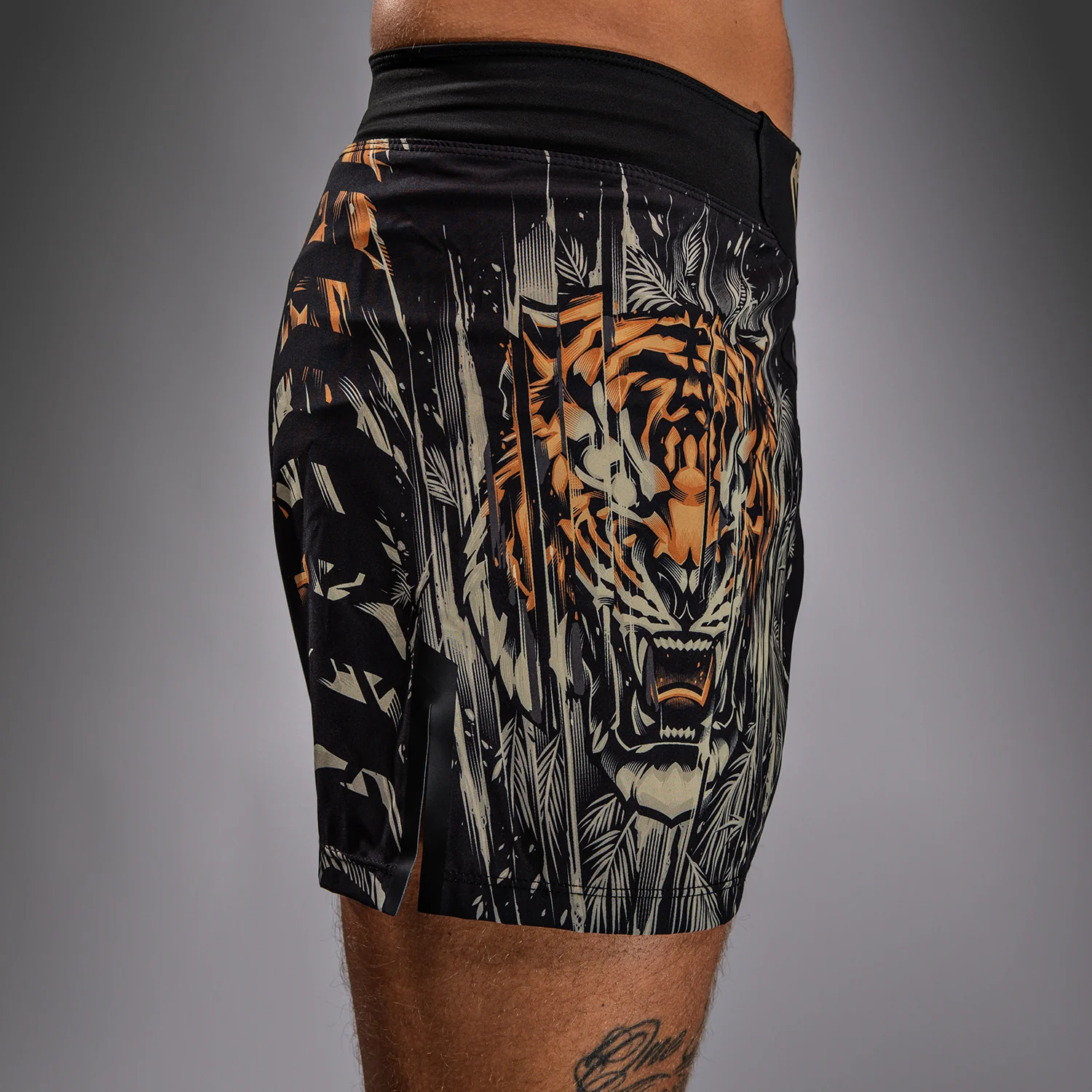 Venum Tiger Men's Fight Shorts - Black/Neon Orange - Image 6