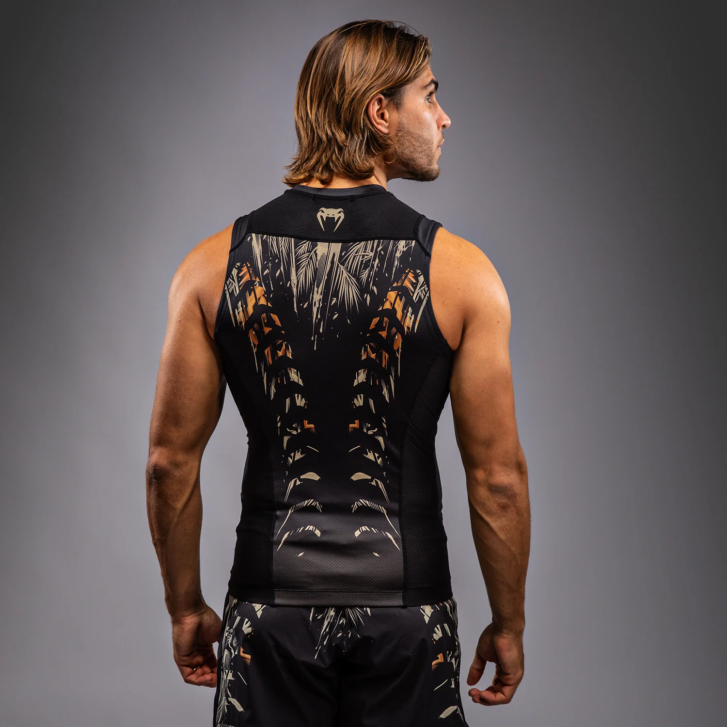 Venum Tiger Men's Sleeveless Rashguard - Black/Neon Orange - Image 4