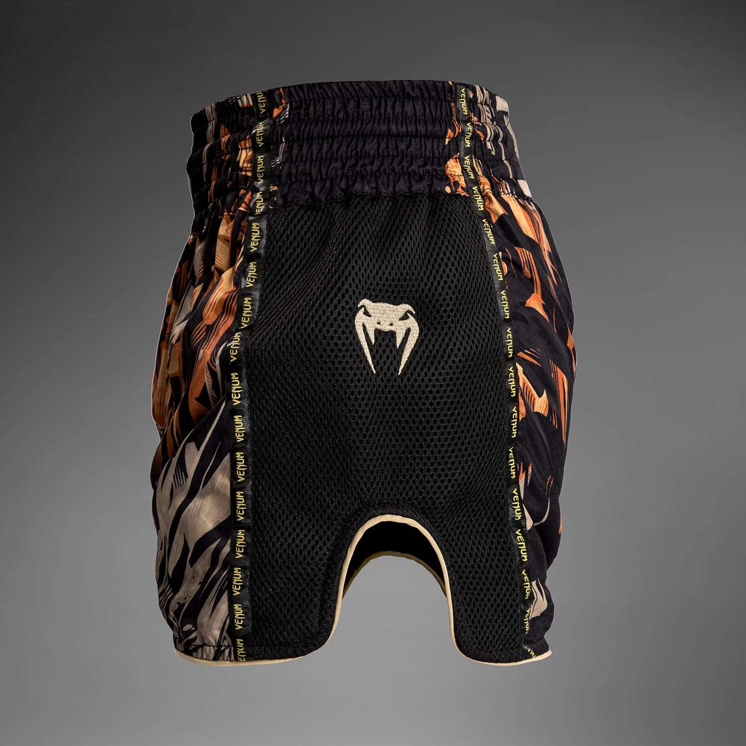 Venum Tiger Muay Thai Shorts - Black/Neon Orange - Image 2