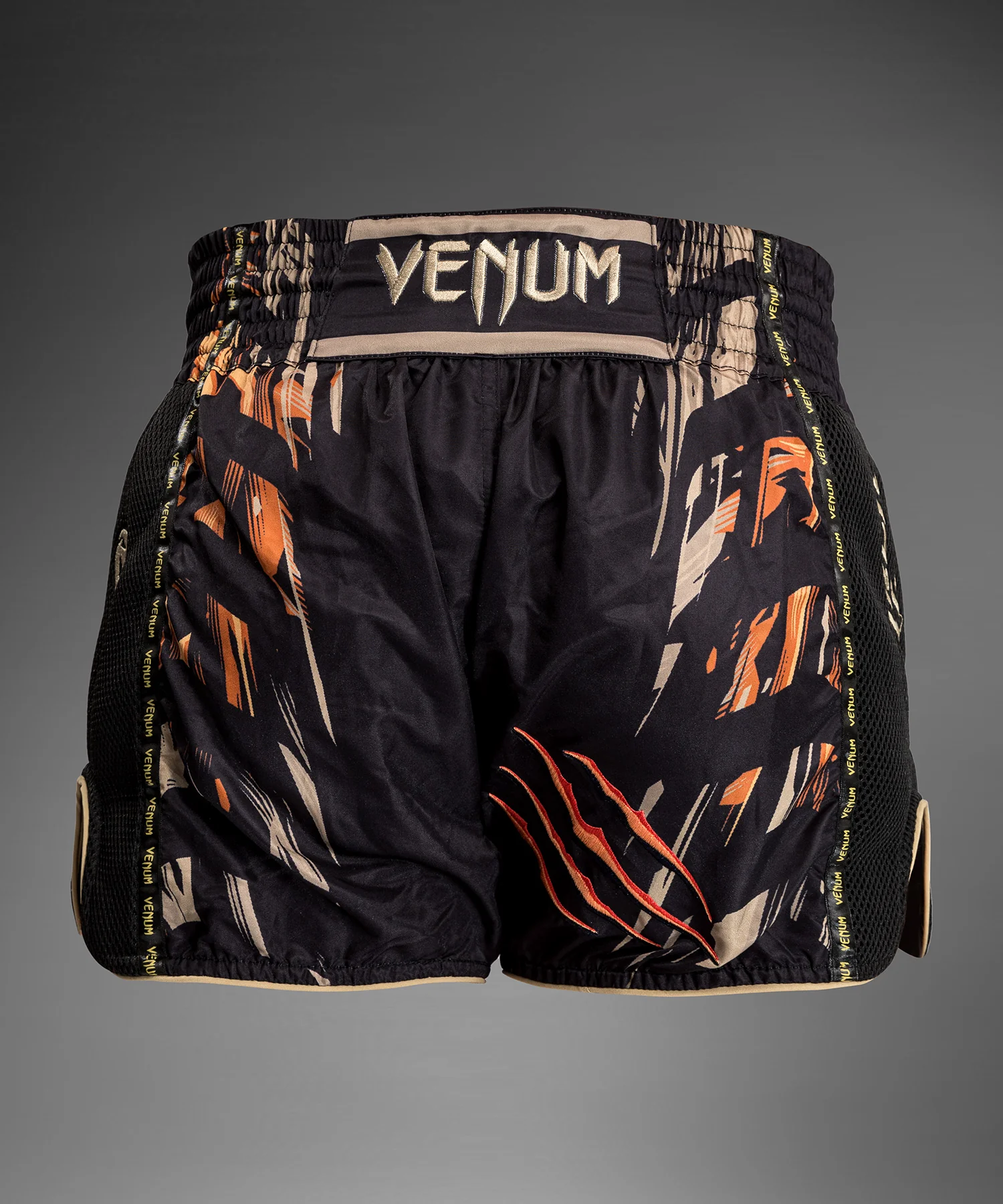 Venum Tiger Muay Thai Shorts - Black/Neon Orange - Image 3