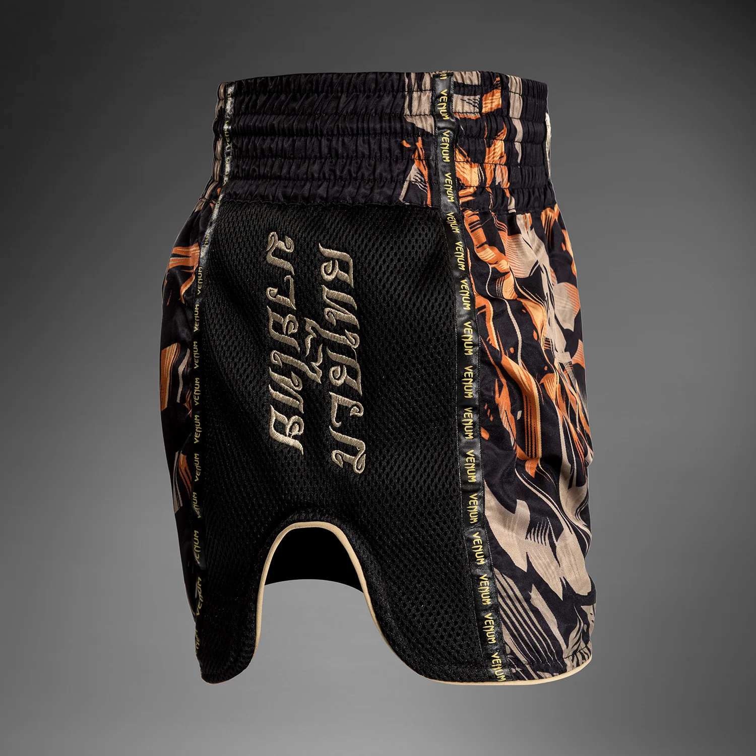 Venum Tiger Muay Thai Shorts - Black/Neon Orange - Image 4