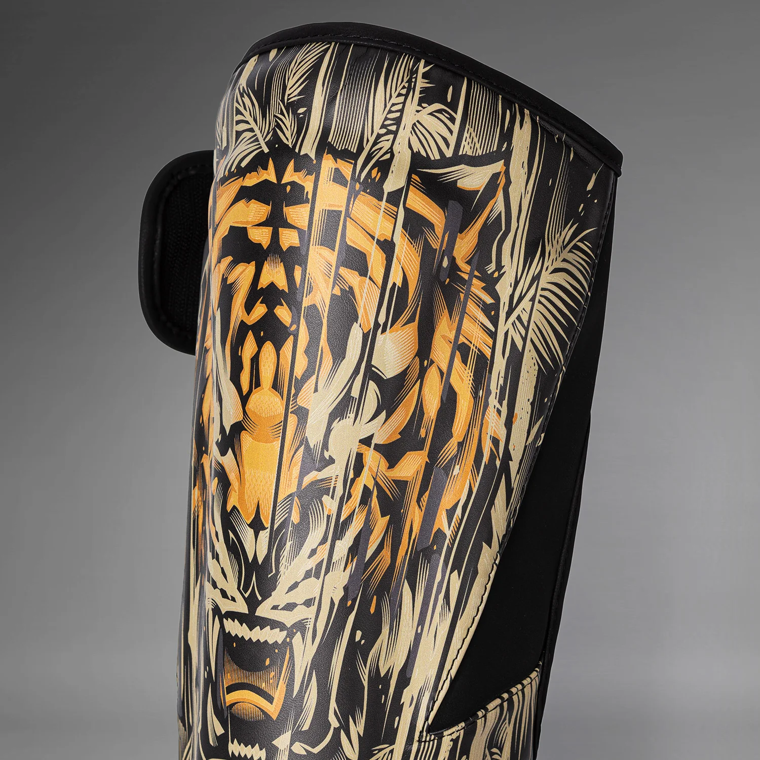 Venum Tiger Shin Guards - Black/Neon Orange - Image 3