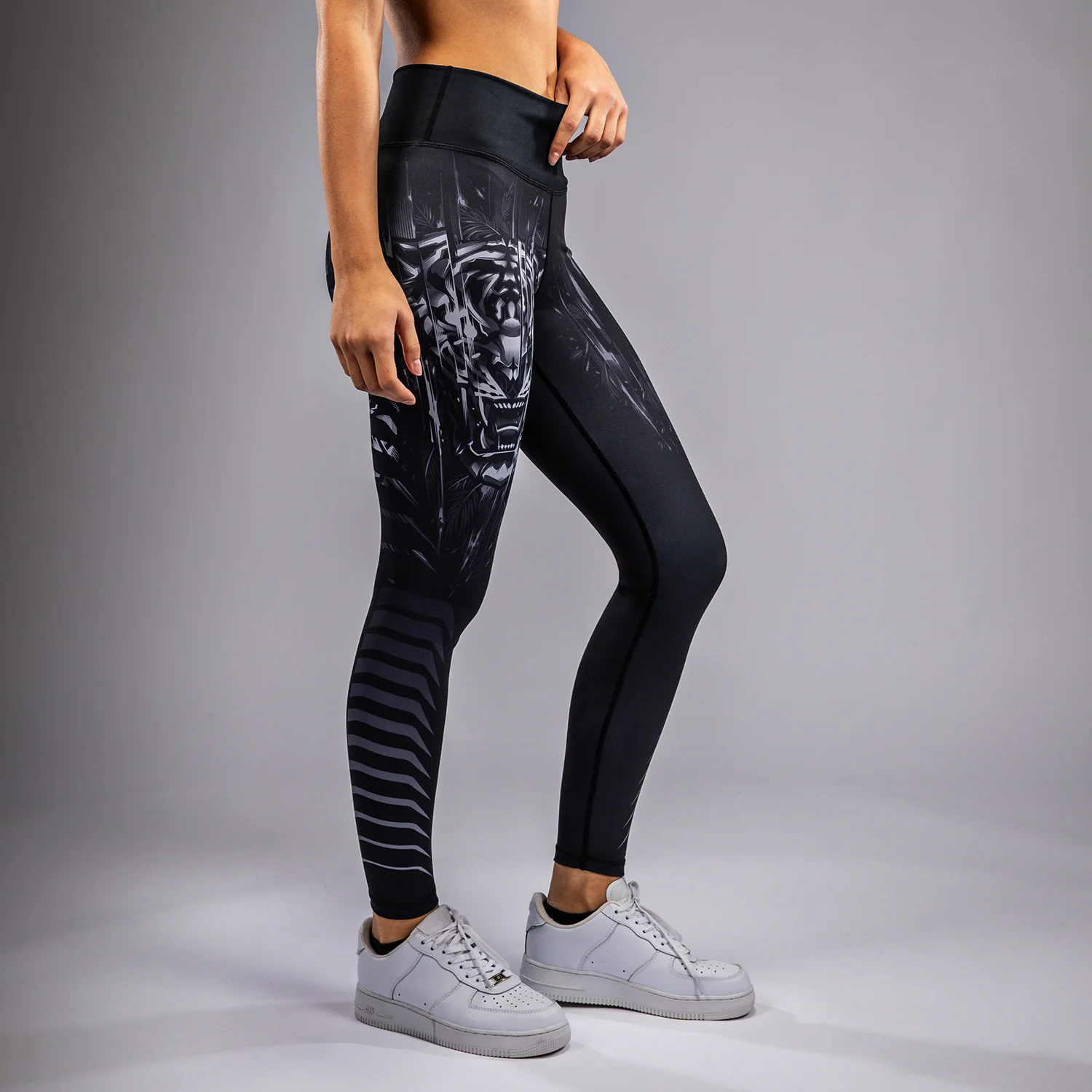 Venum Tiger Women's Leggings - Black/Silver - Image 3