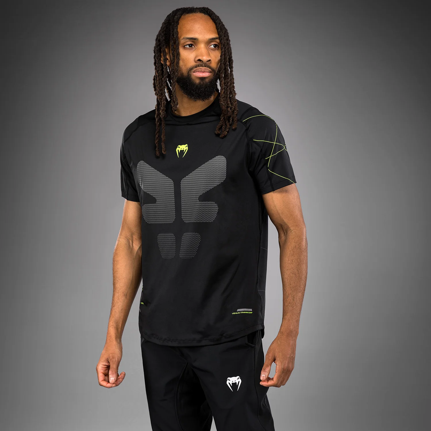 Venum Training Camp 4.0 Dry Tech T-shirt - Black/Neon Green - Image 2