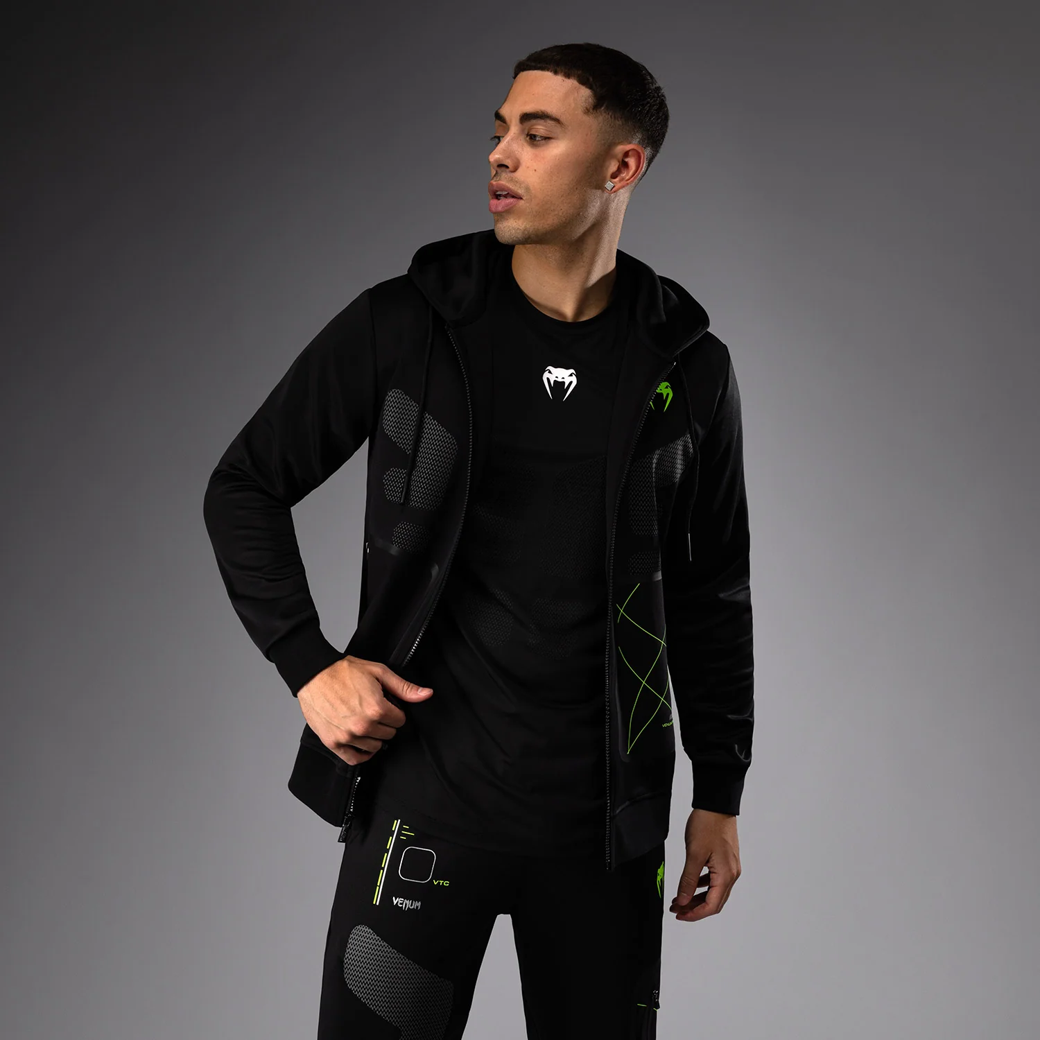 Venum Training Camp 4.0 Full Zip Hoodie - Black/Neon Green