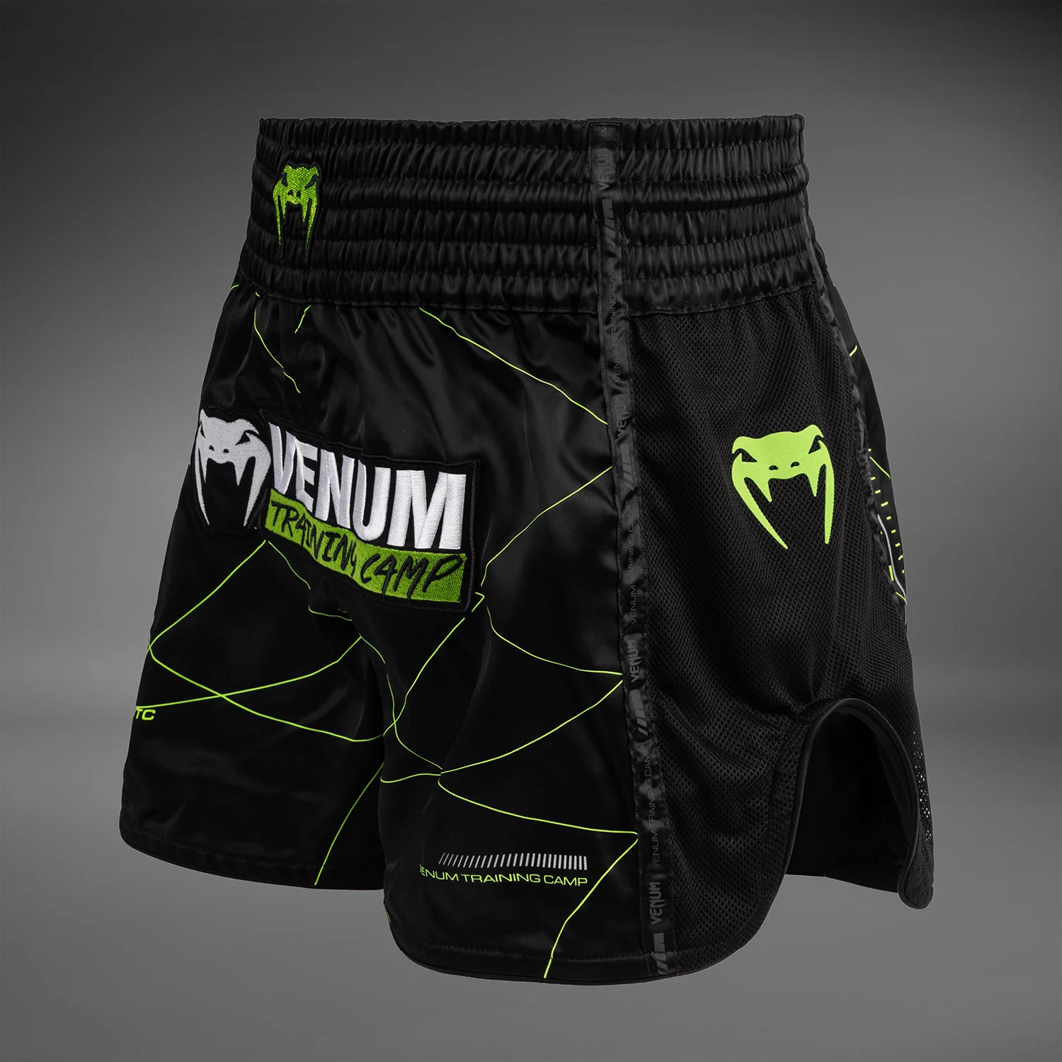 Venum Training Camp 4.0 Muay Thai Short - Black/Neon Green - Image 2
