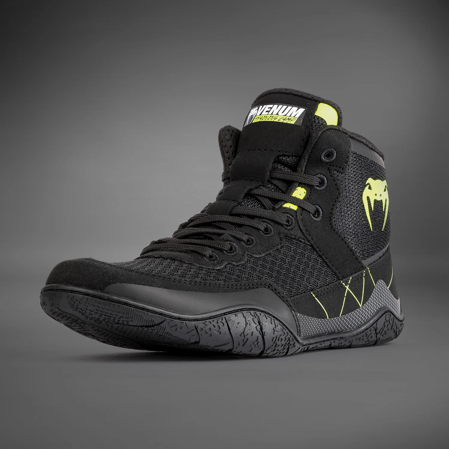Venum Training Camp 4.0 Wrestling Shoes - Black/Neon Green - Image 2