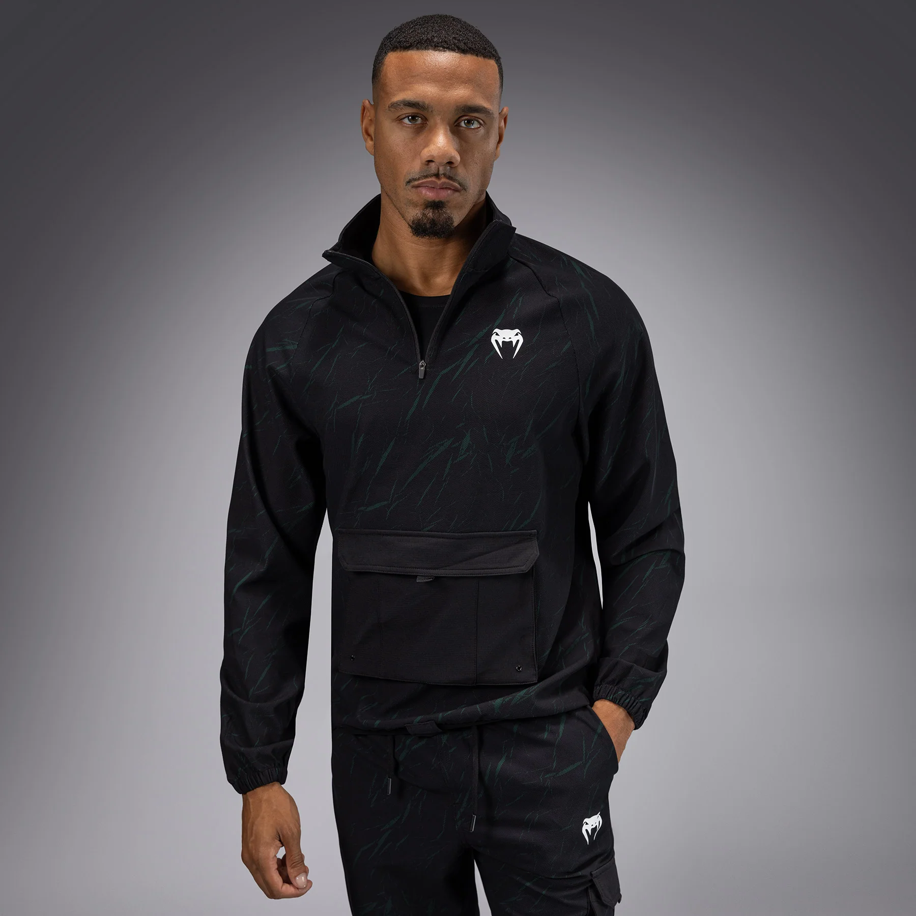 Venum Trooper Men's Half-Zip Jacket - Black/Forest Green