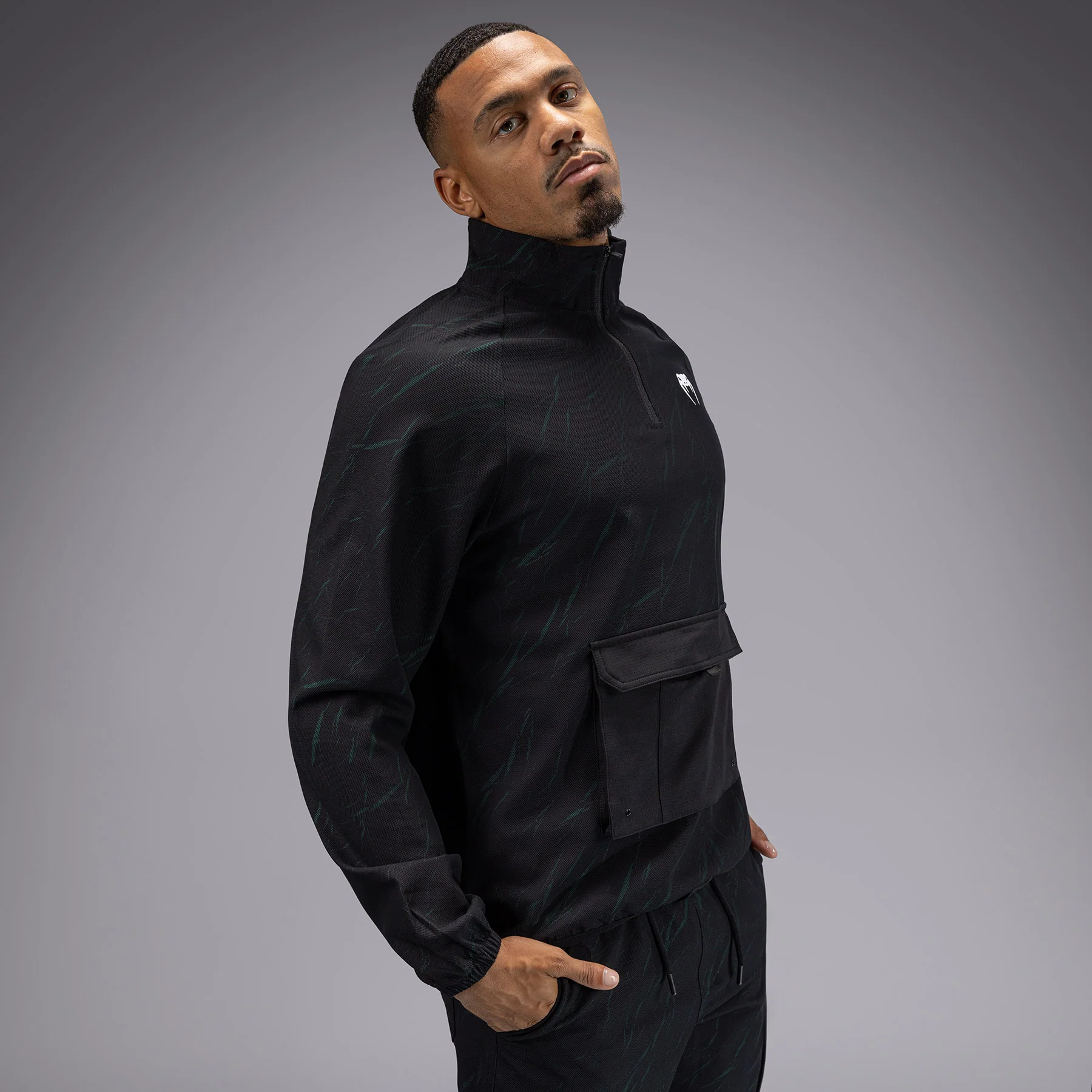 Venum Trooper Men's Half-Zip Jacket - Black/Forest Green - Image 2