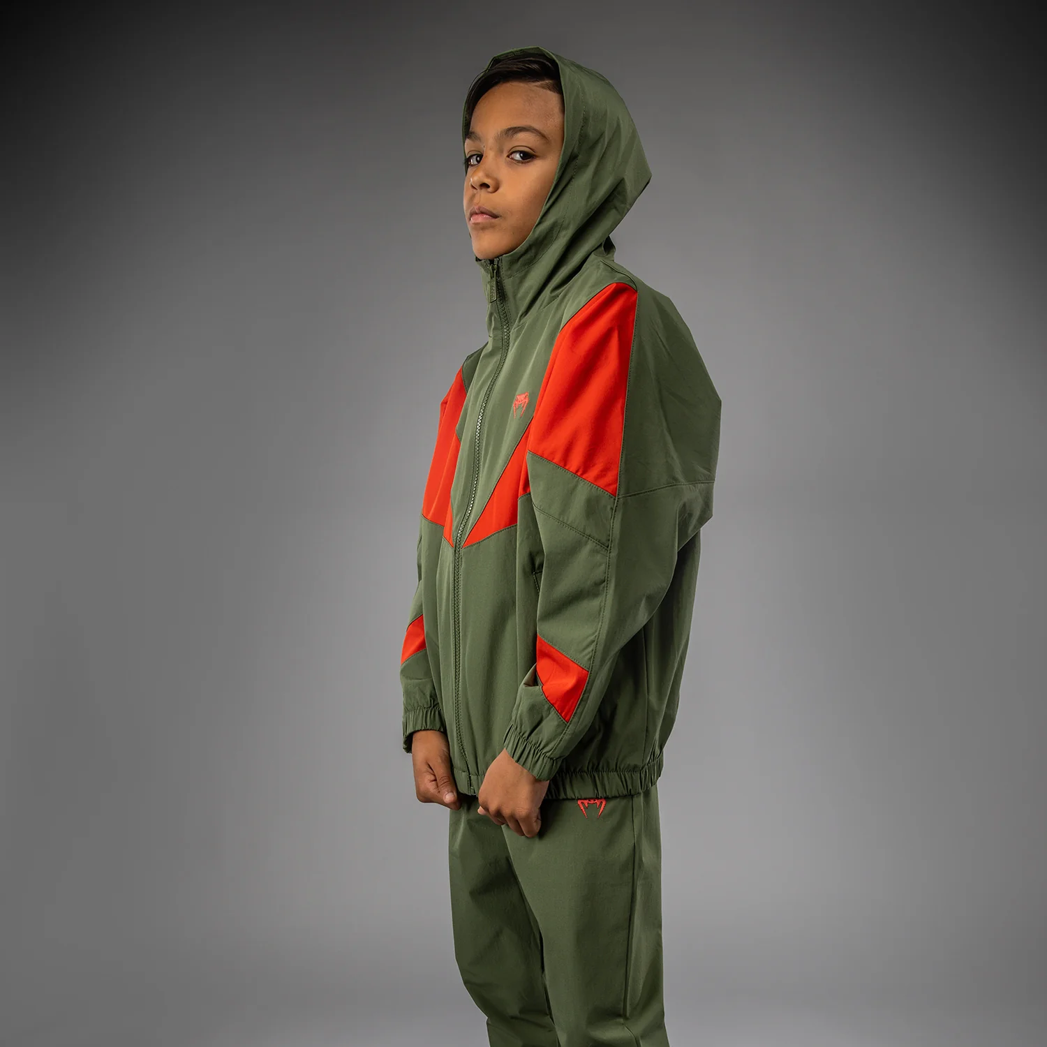 Venum Vectra Kids Track Jacket - Army Green/Orange - Image 2