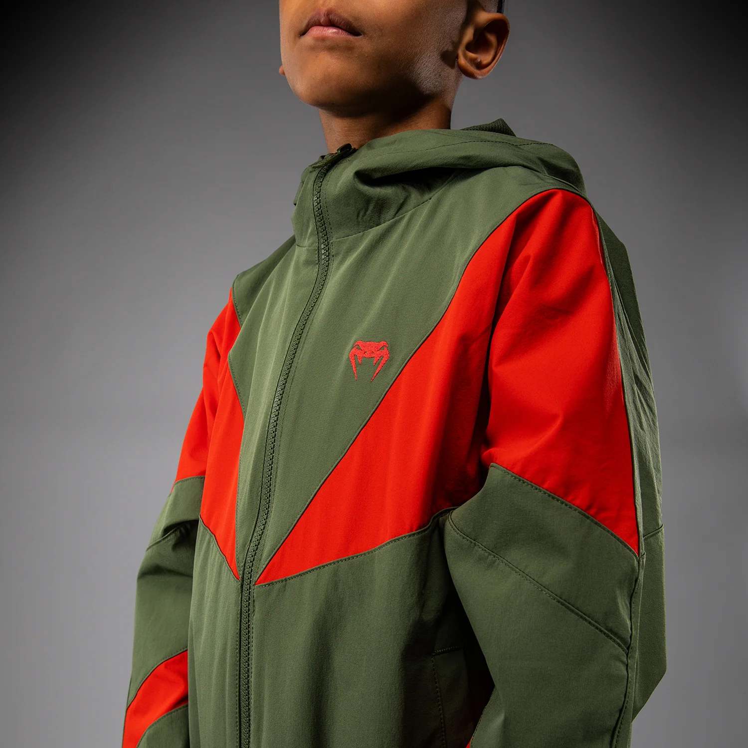 Venum Vectra Kids Track Jacket - Army Green/Orange - Image 4