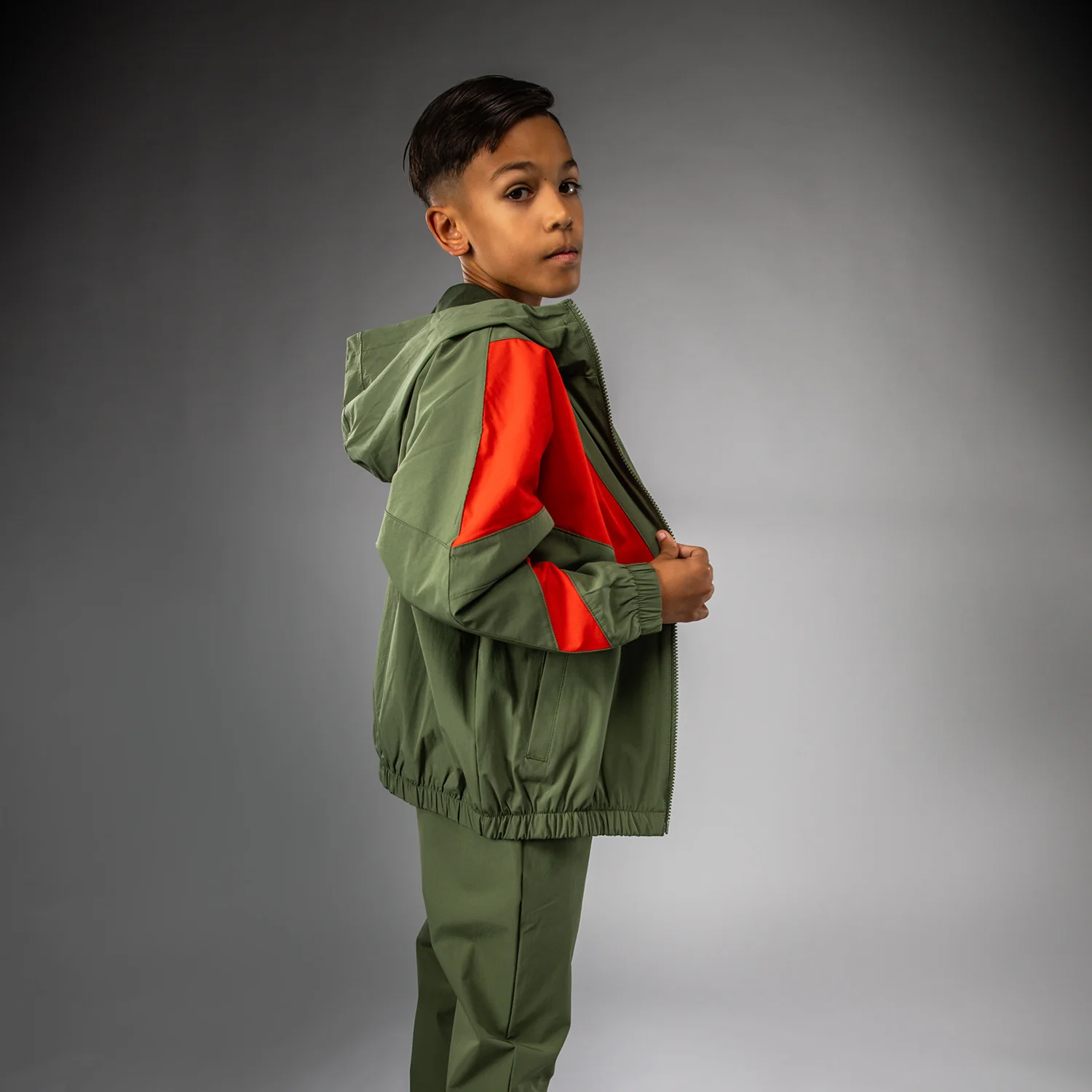 Venum Vectra Kids Track Jacket - Army Green/Orange - Image 5