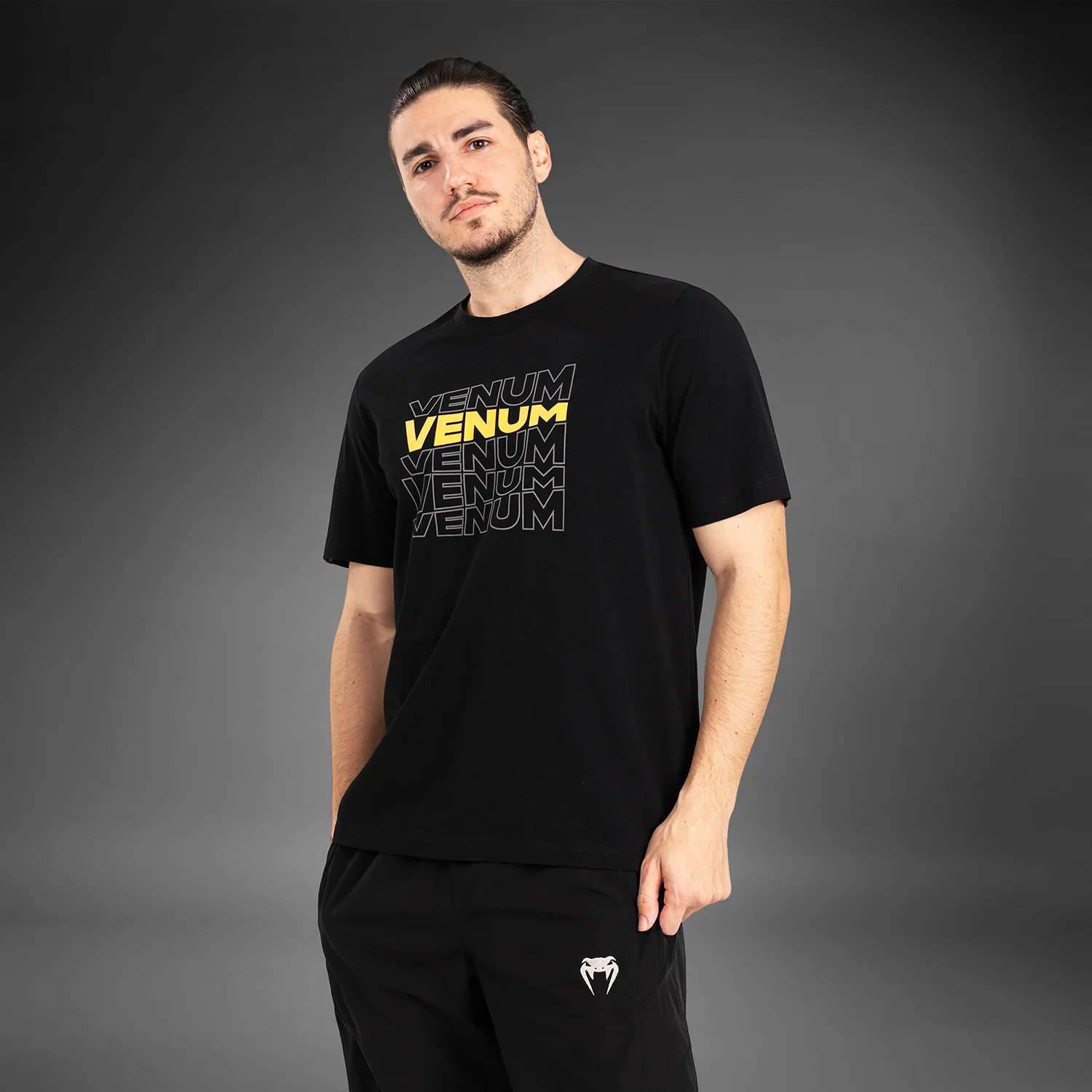Venum Vertigo Men's Short Sleeve T-shirt - Black/Yellow - Image 2