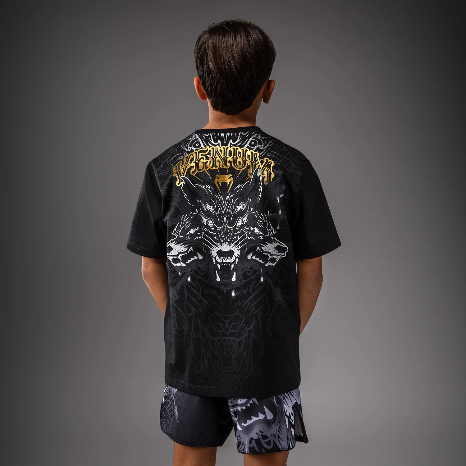 Venum Wolf Atak Kids T-Shirt - Black/Grey - Image 2