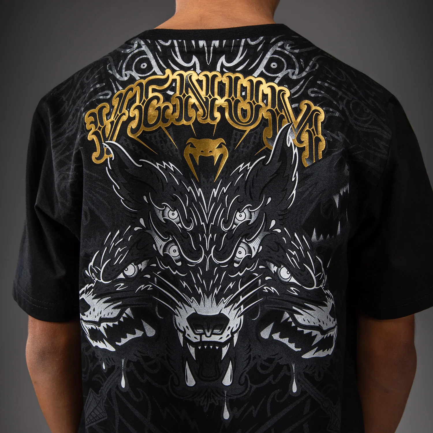 Venum Wolf Atak Kids T-Shirt - Black/Grey - Image 4