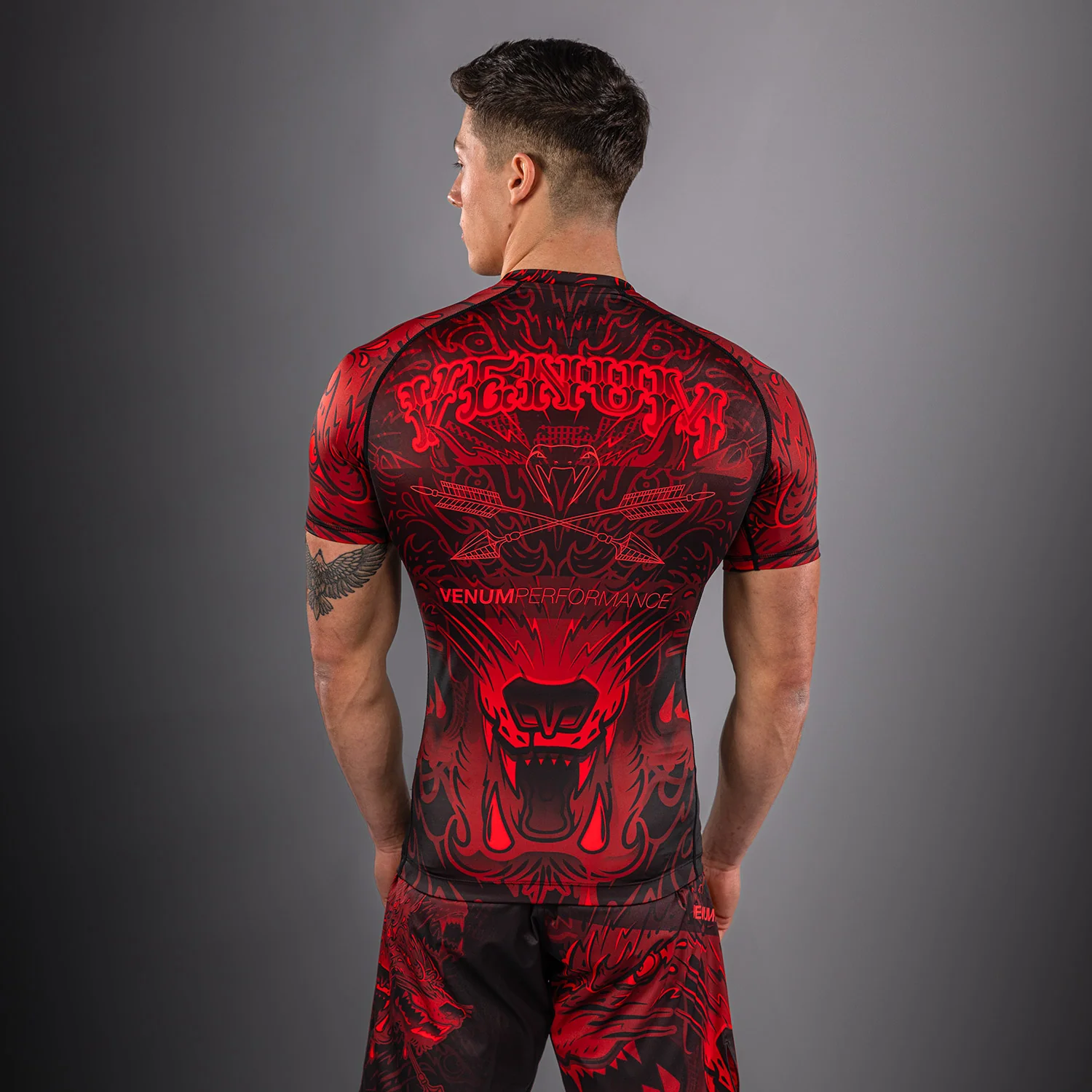 Venum Wolf Atak Short Sleeve Rashguard - Black/Red - Image 5