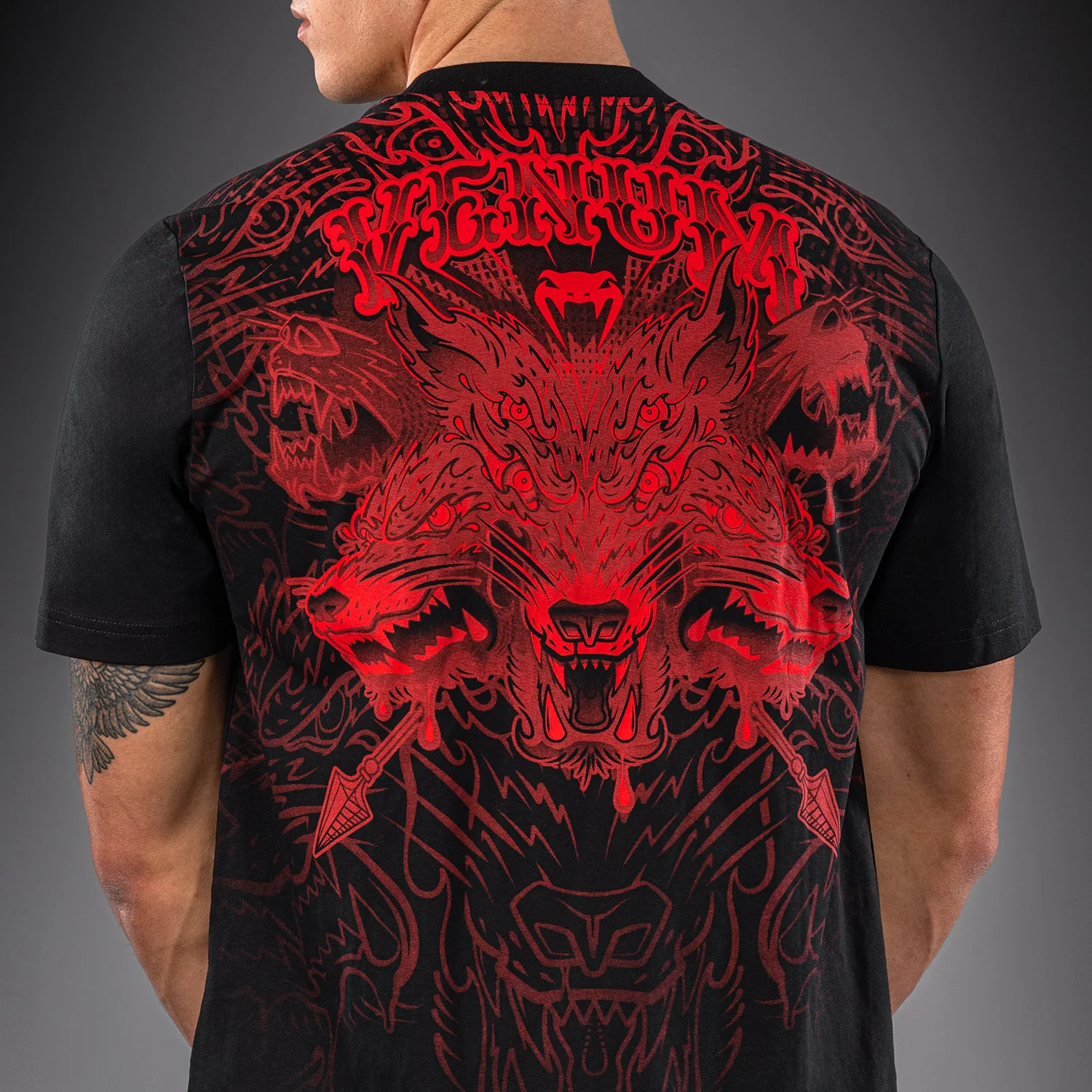 Venum Wolf Atak T-Shirt - Black/Red - Image 6