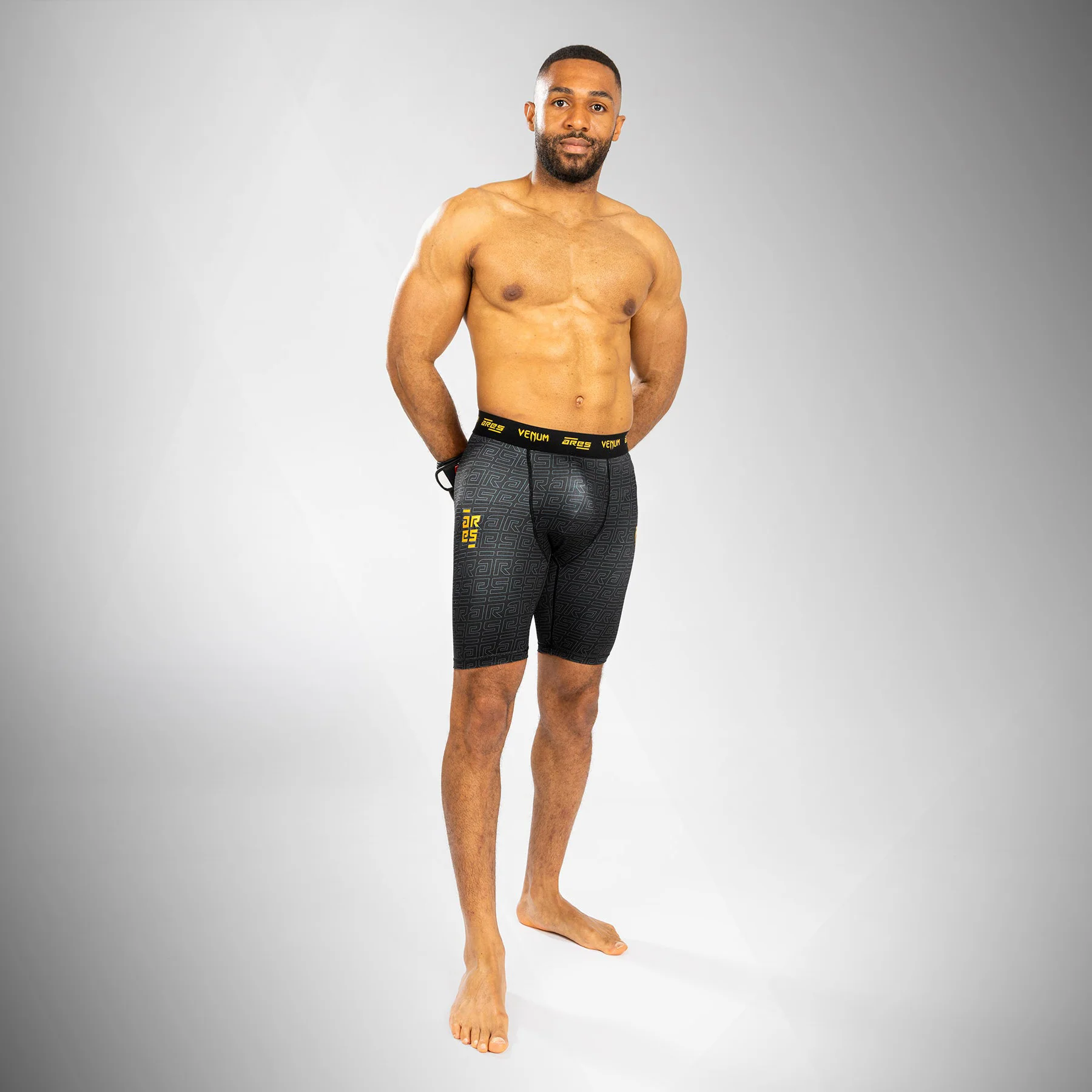 Venum x Ares Men’s Vale Tudo Shorts - Black/Gold - Image 3