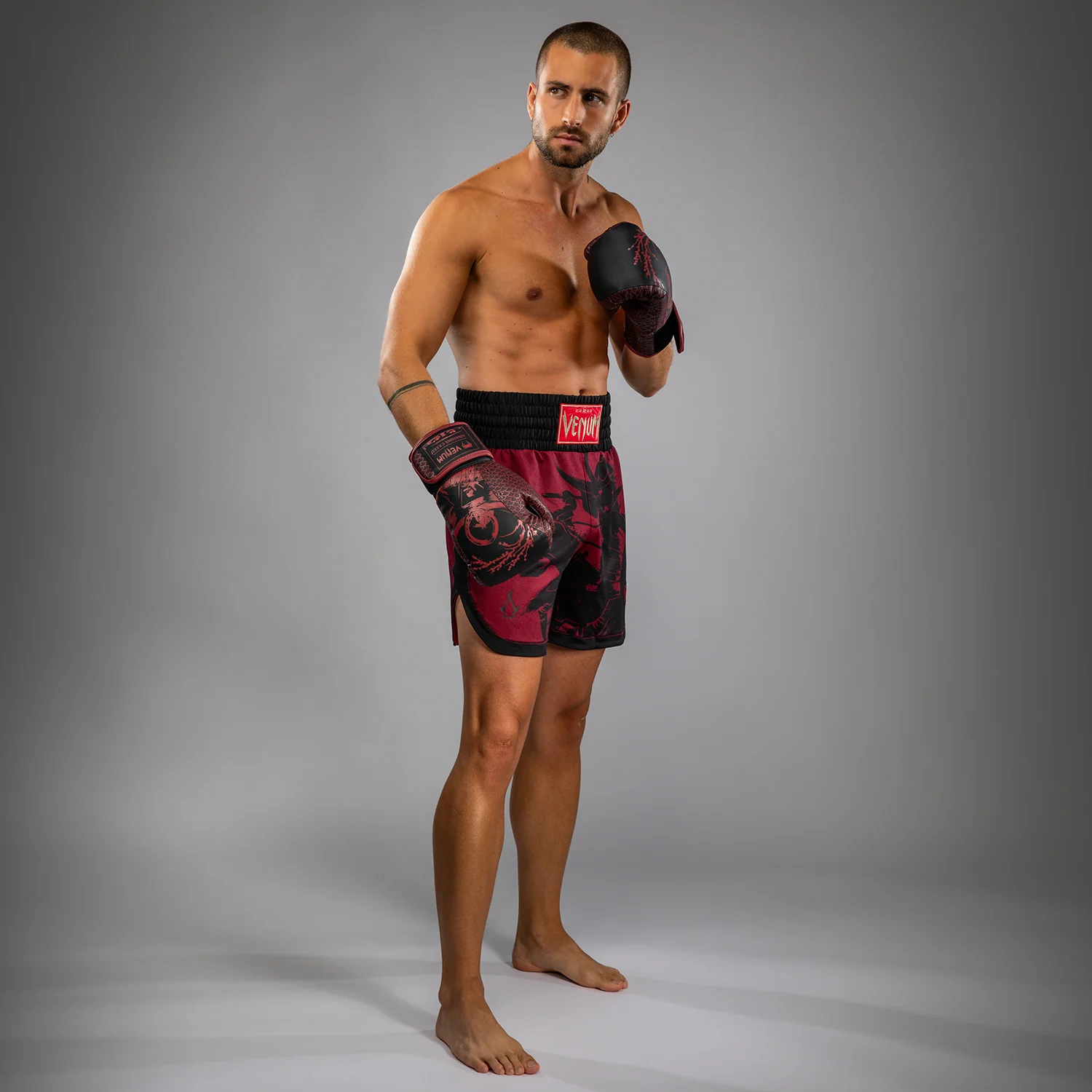 Venum x Assassin’s Creed Shadows Men’s Boxing Shorts - Burgundy/Black - Image 8