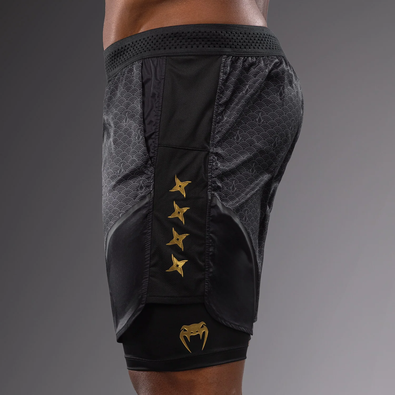 Venum x Assassin's Creed Shadows Training Short - Black/Gold - Image 3
