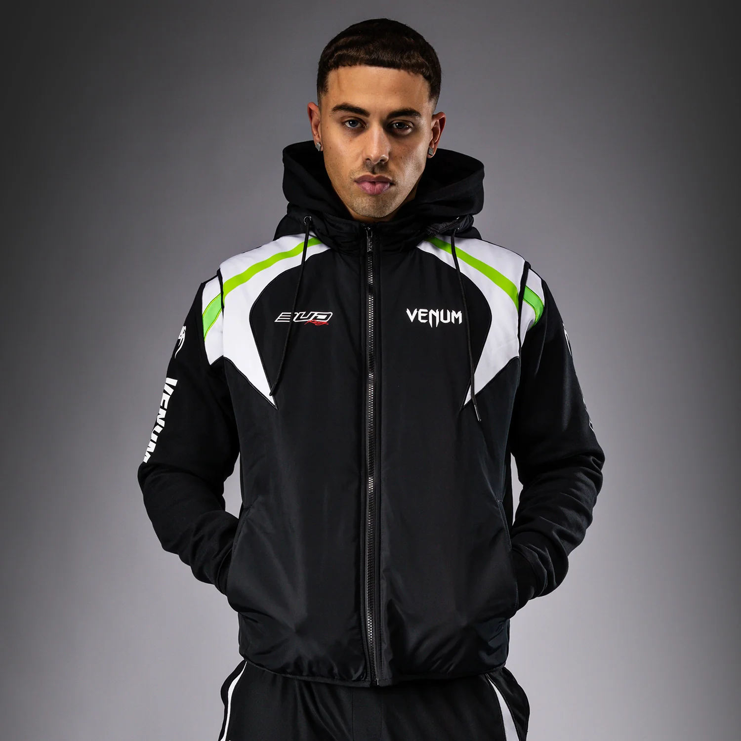 Venum x Bud Racing Men's Sleeveless Down Jacket - Black/White/Lime Green - Image 2
