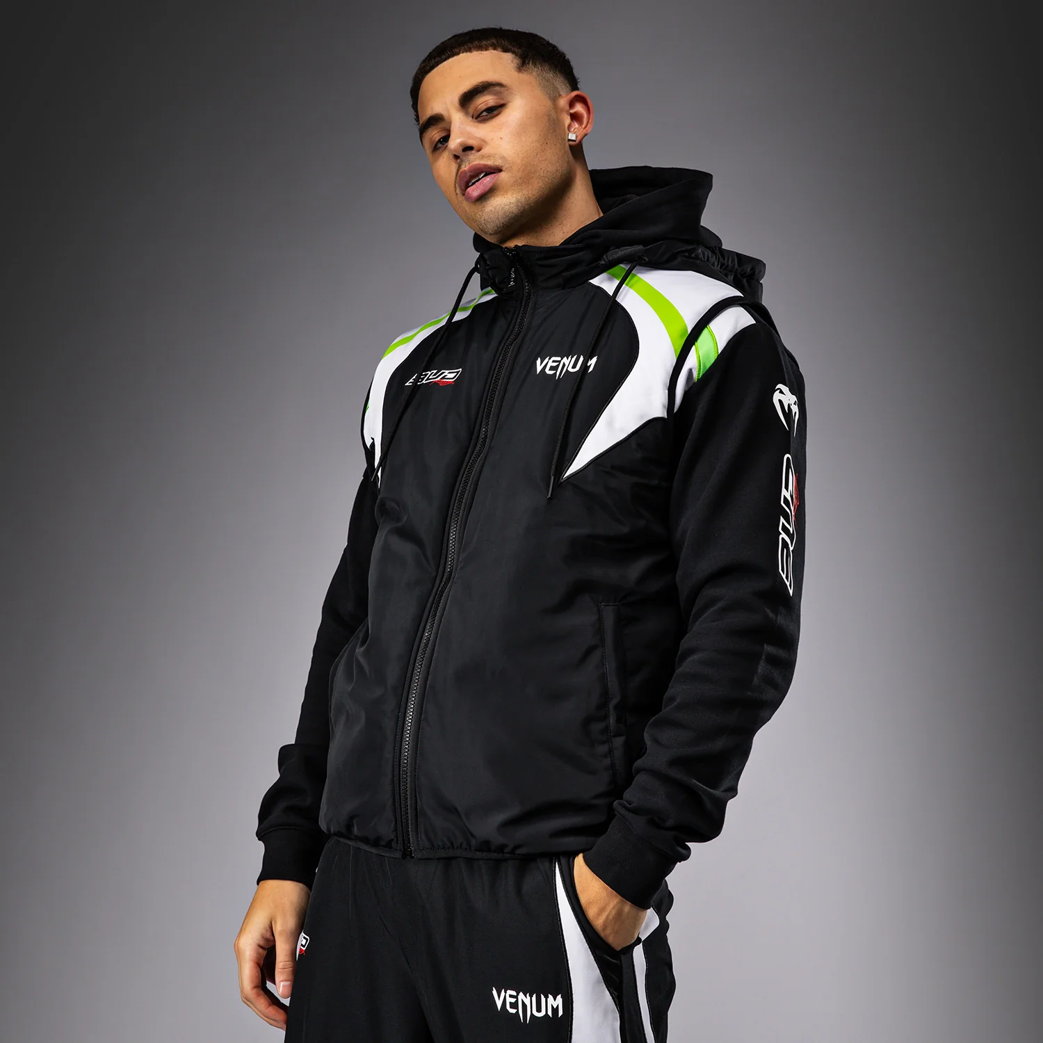 Venum x Bud Racing Men's Sleeveless Down Jacket - Black/White/Lime Green - Image 3