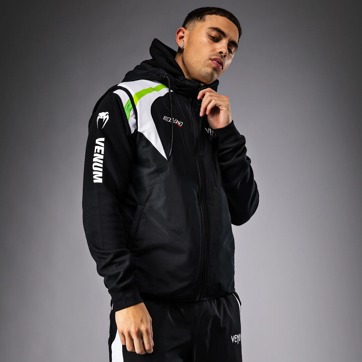 Venum x Bud Racing Men's Sleeveless Down Jacket - Black/White/Lime Green - Image 4