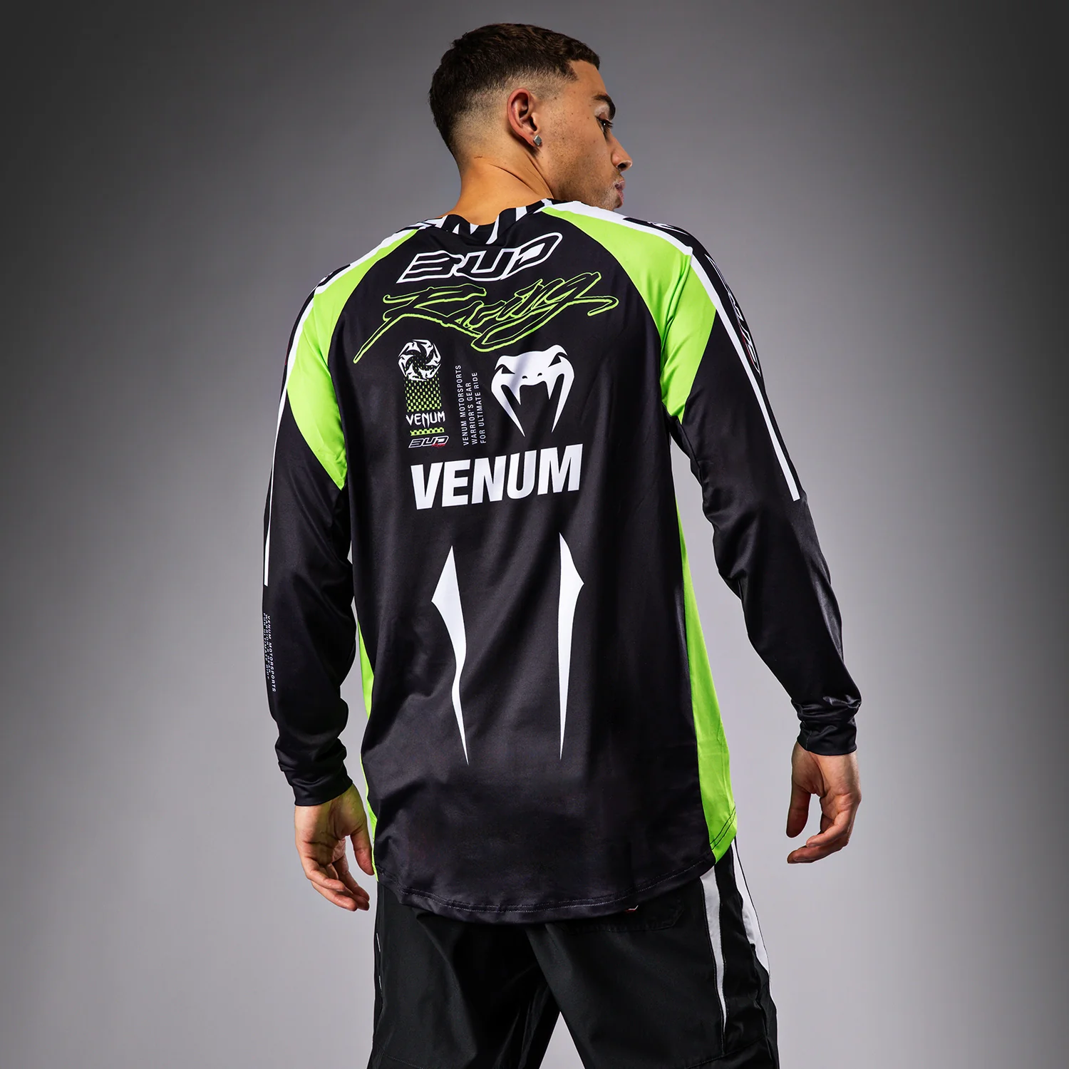 Venum x Bud Racing Men’s Dry-Tech T-Shirt - Black/White/Lime Green - Image 3