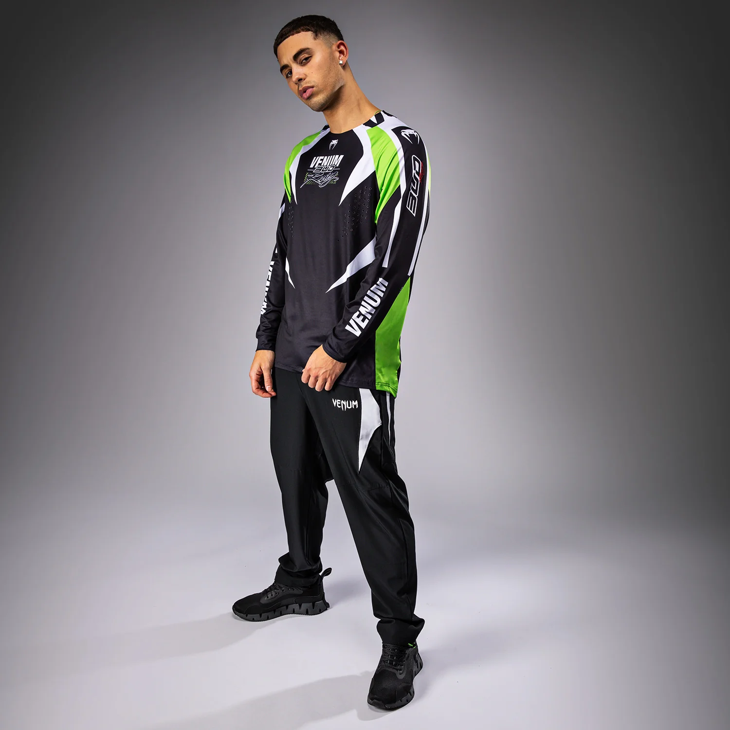 Venum x Bud Racing Men’s Dry-Tech T-Shirt - Black/White/Lime Green - Image 4