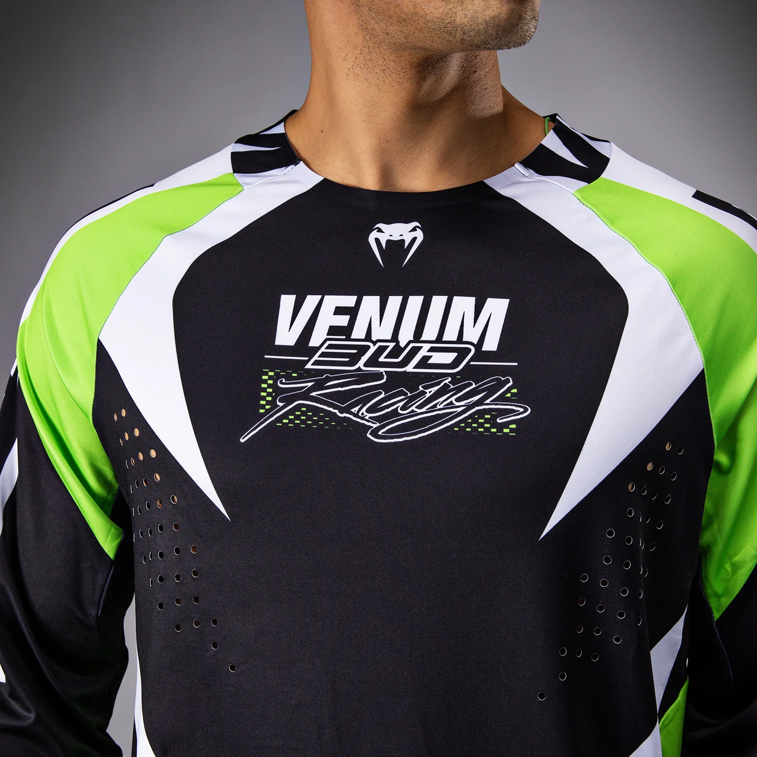 Venum x Bud Racing Men’s Dry-Tech T-Shirt - Black/White/Lime Green - Image 5