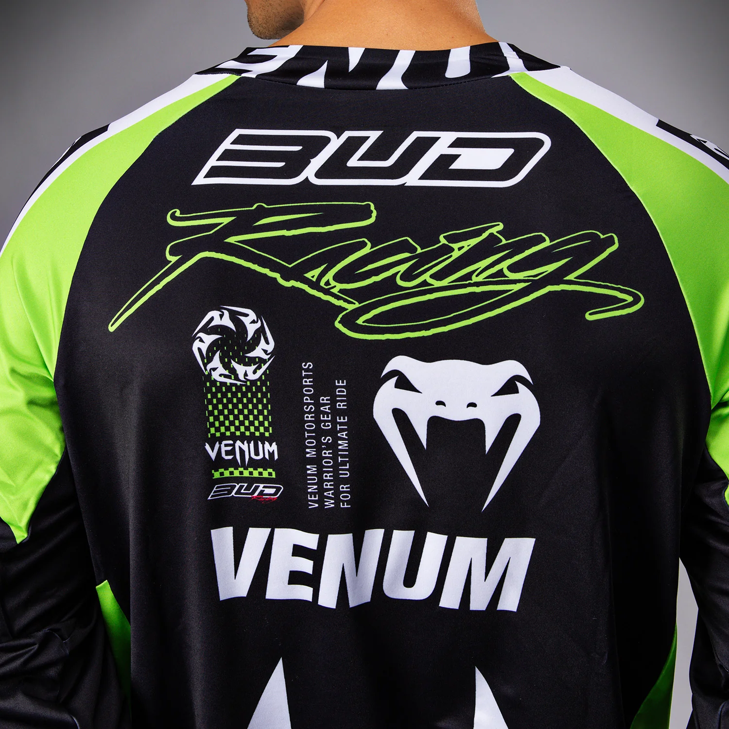 Venum x Bud Racing Men’s Dry-Tech T-Shirt - Black/White/Lime Green - Image 7