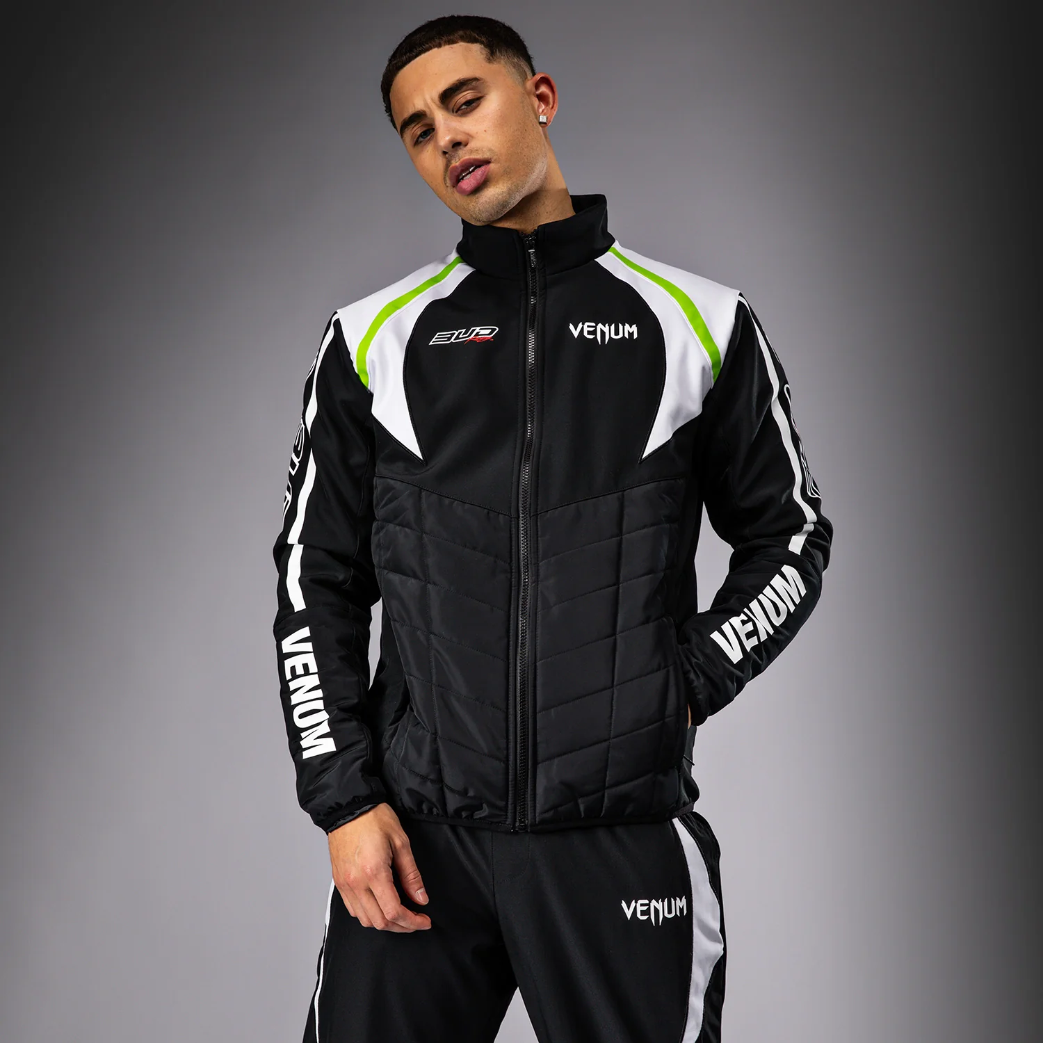 Venum x Bud Racing Men’s Jacket - Black/White/Lime Green - Image 2