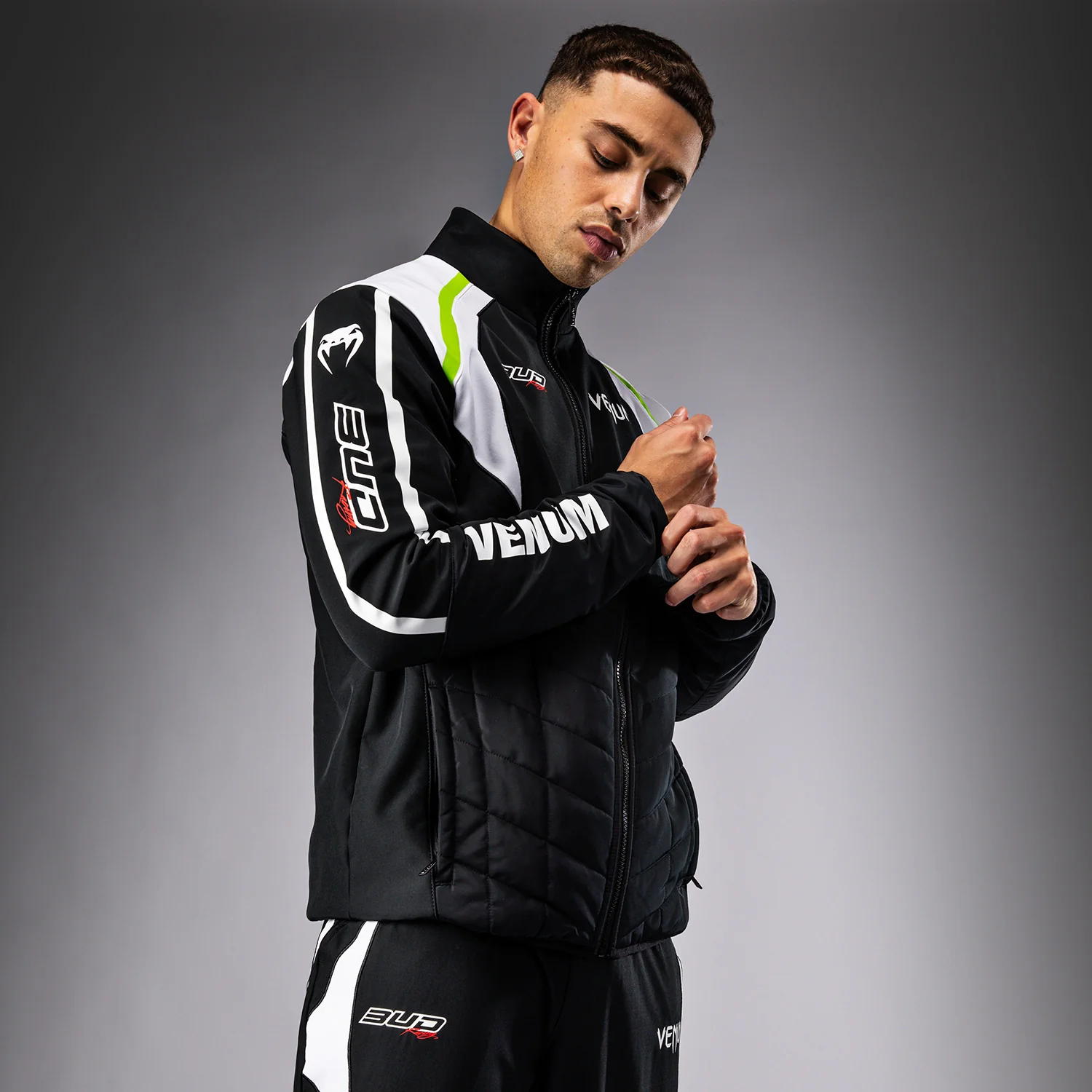 Venum x Bud Racing Men’s Jacket - Black/White/Lime Green - Image 5
