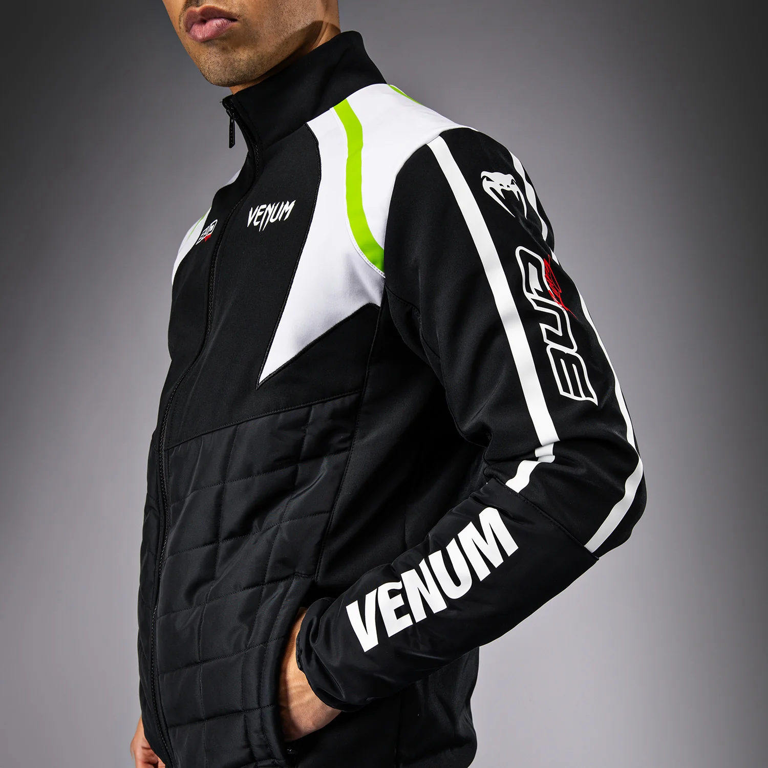 Venum x Bud Racing Men’s Jacket - Black/White/Lime Green - Image 7