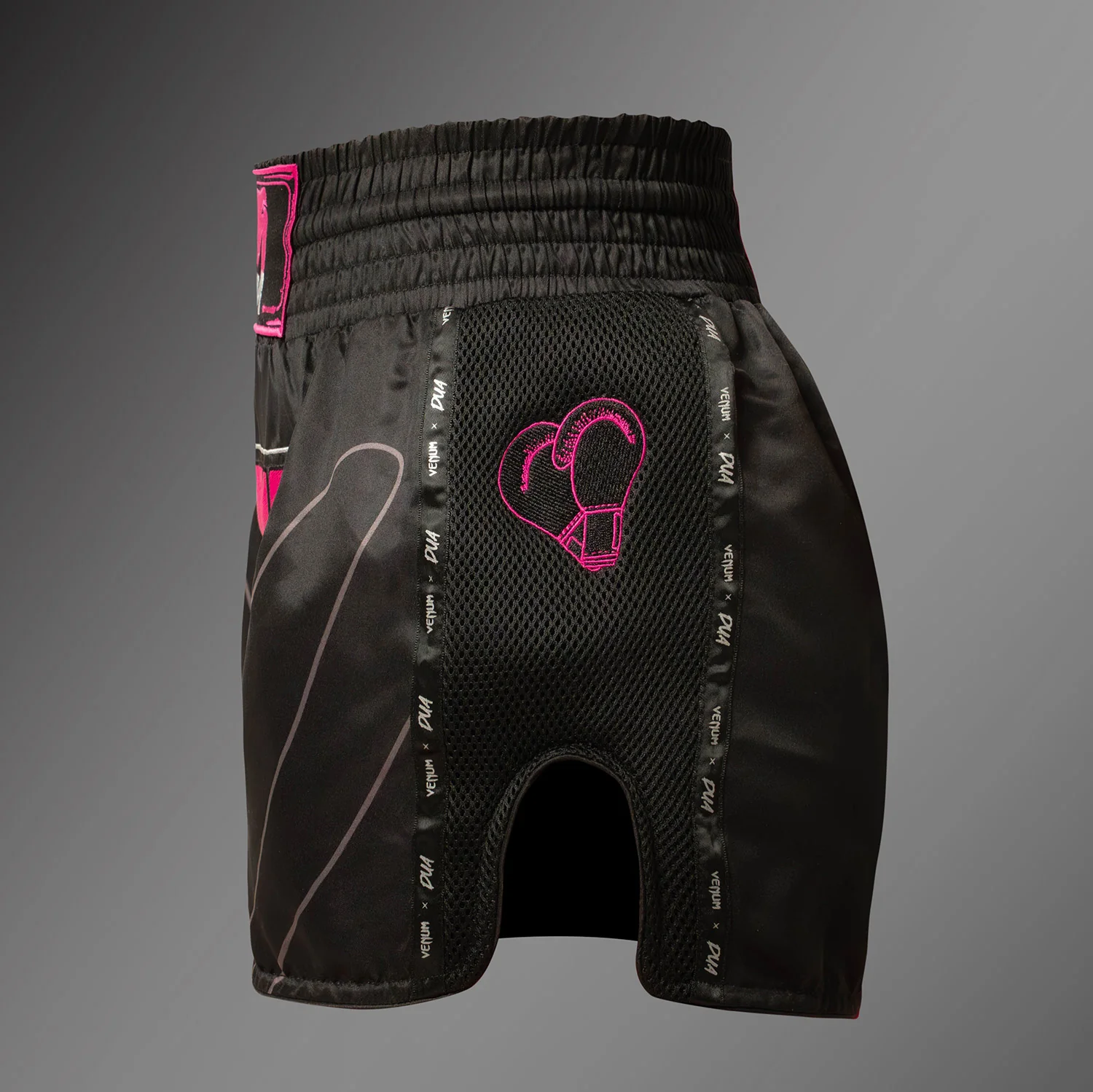 Venum x Dua Muay Thai Shorts - Black/Fuscia Pink - Image 3