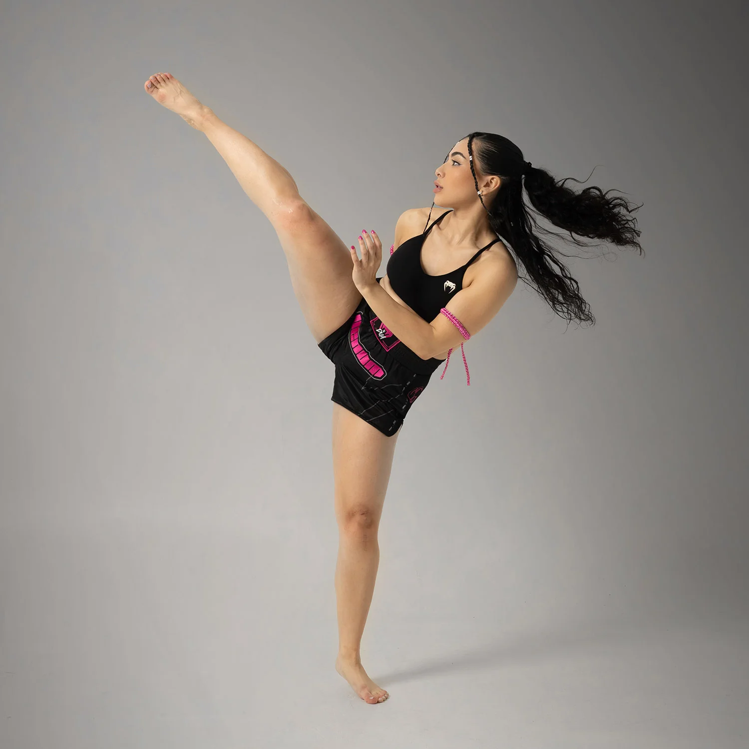 Venum x Dua Muay Thai Shorts - Black/Fuscia Pink - Image 6