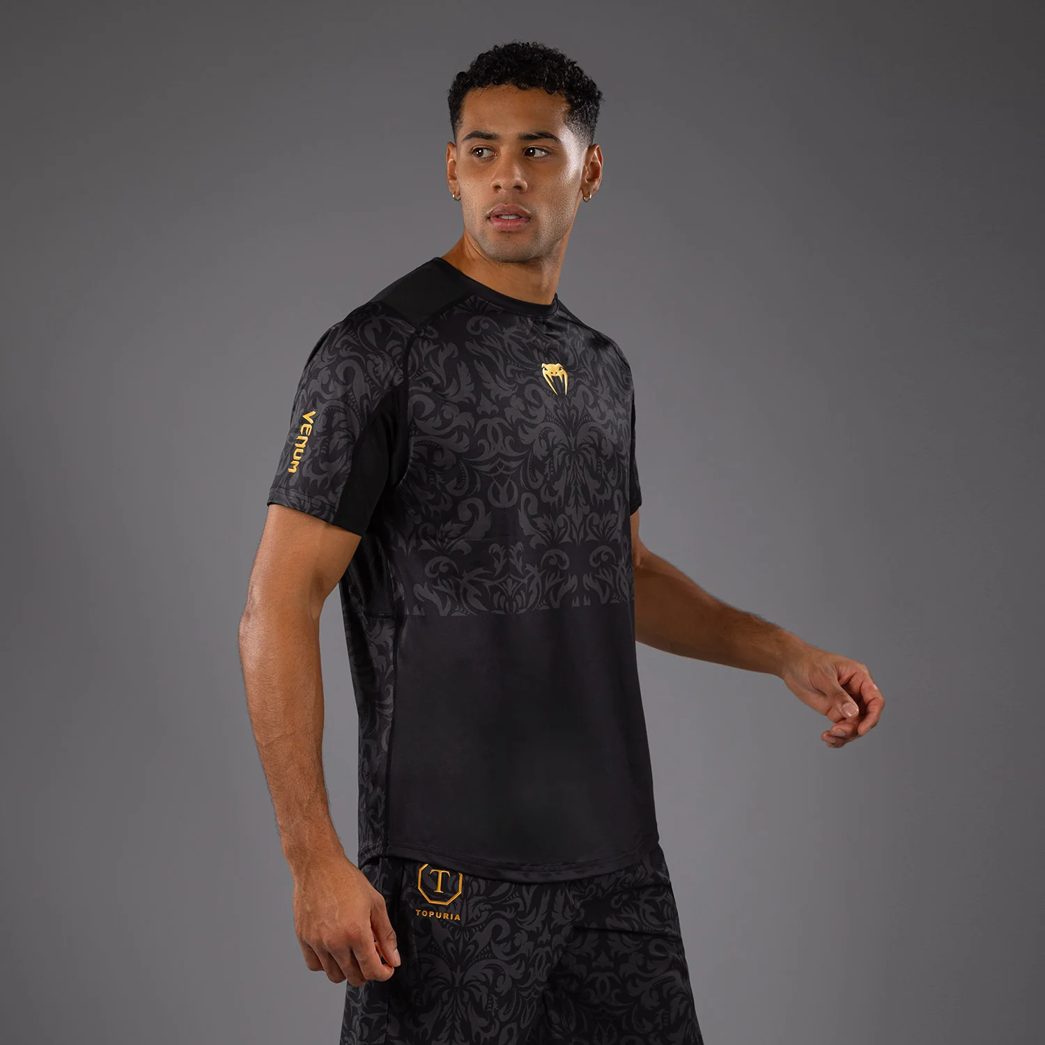 Venum x Topuria Unmatched Edition Dry-Tech Shirt - Black/Gold - Image 3