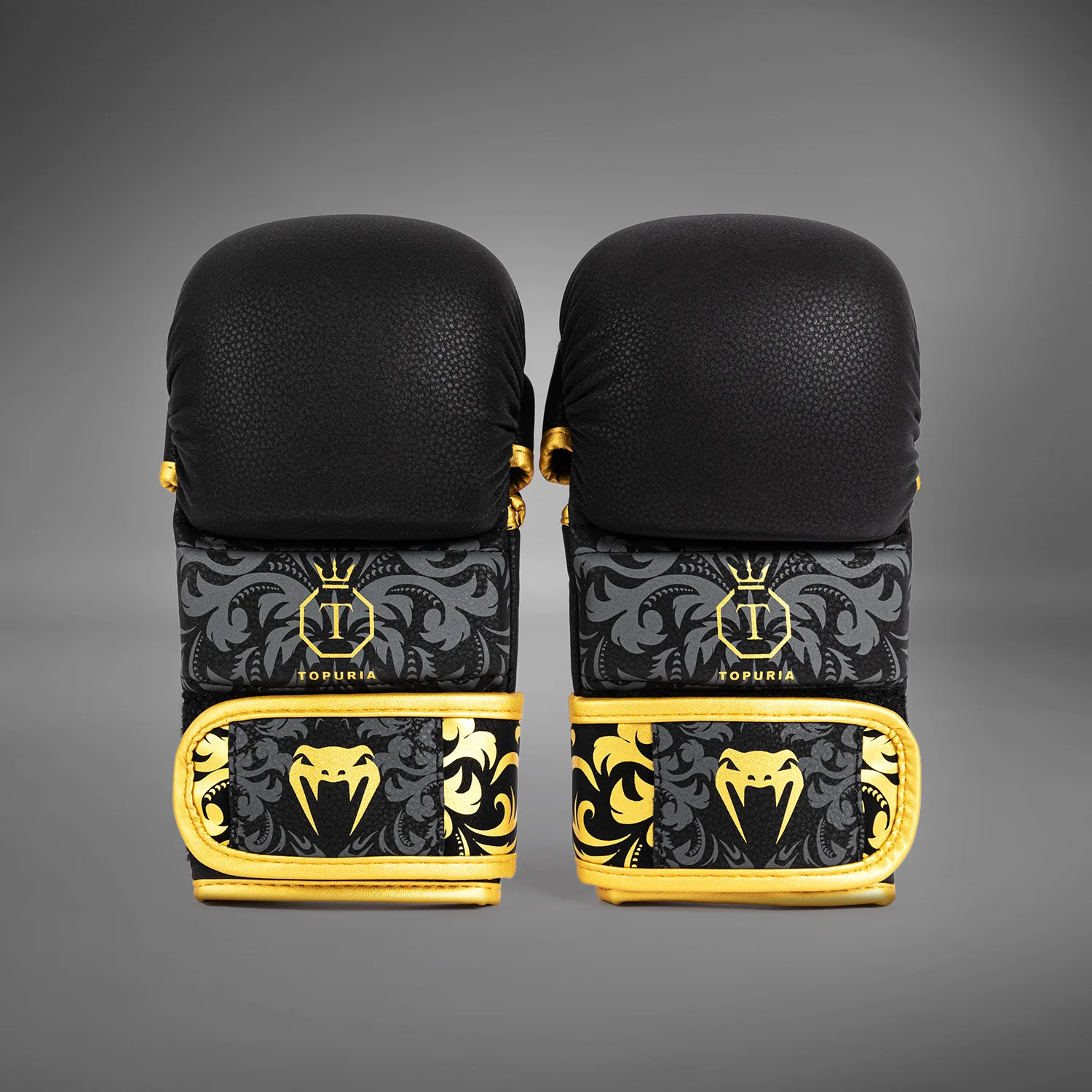 Venum x Topuria Unmatched Edition MMA Sparring Gloves - Black/Gold - Image 4