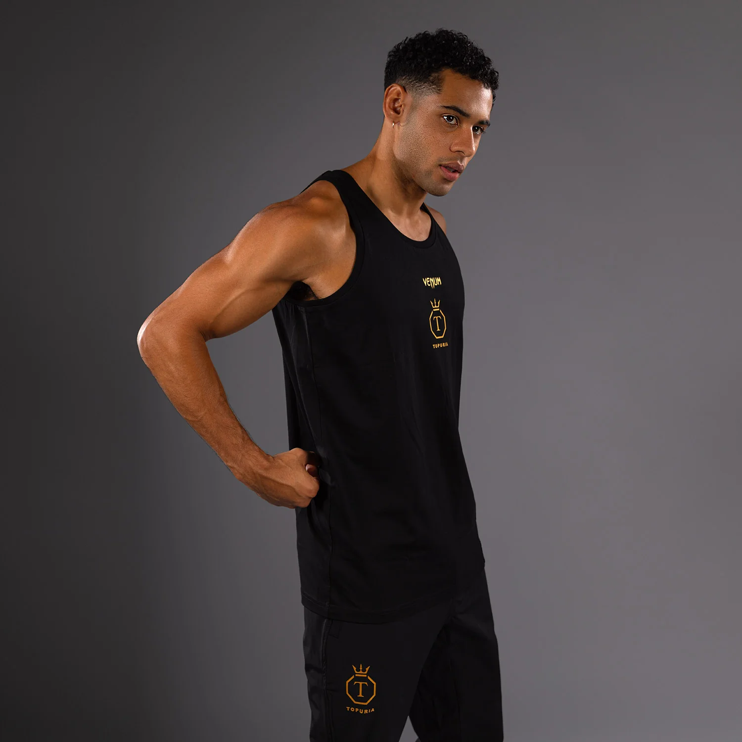 Venum x Topuria Unmatched Edition Tank Top - Black/Gold - Image 3