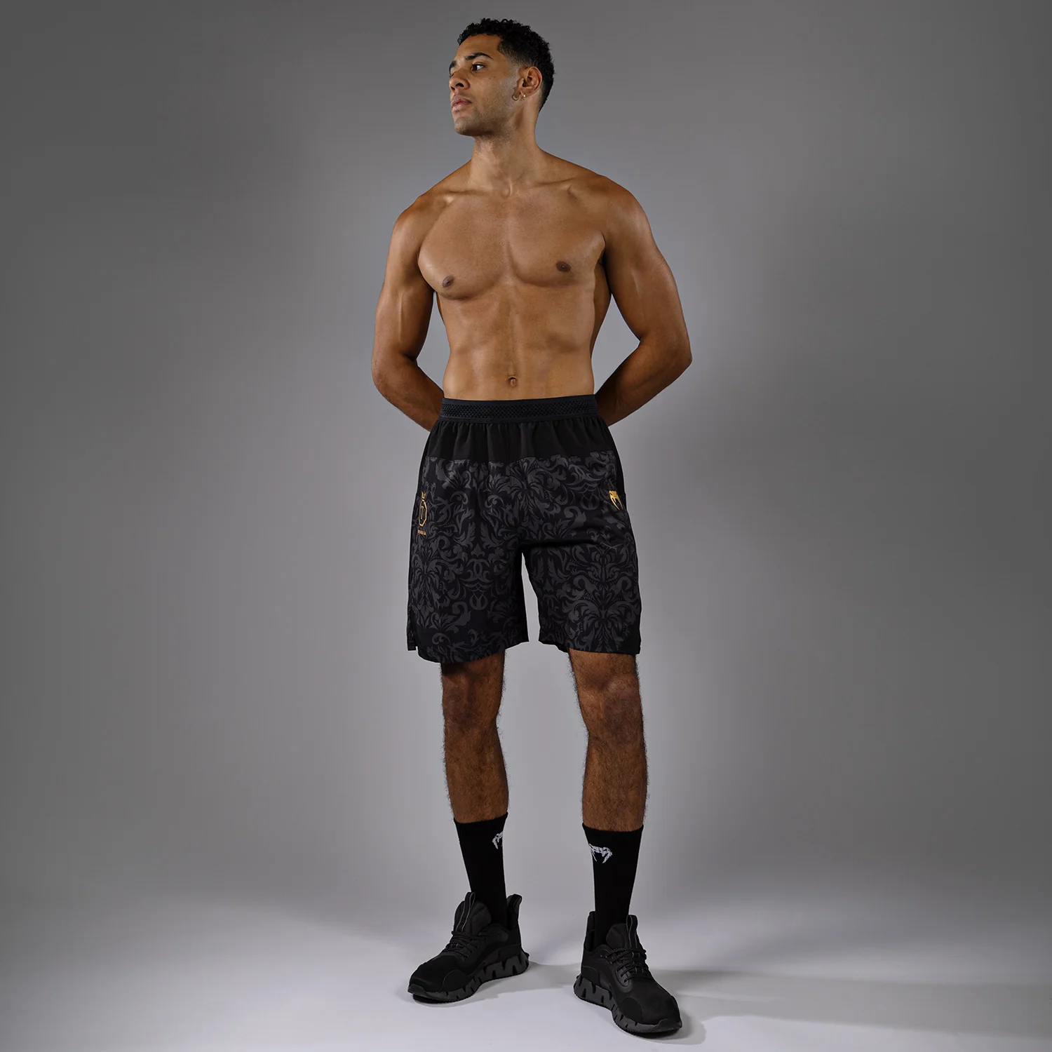 Venum x Topuria Unmatched Edition Training Shorts - Black/Gold - Image 2