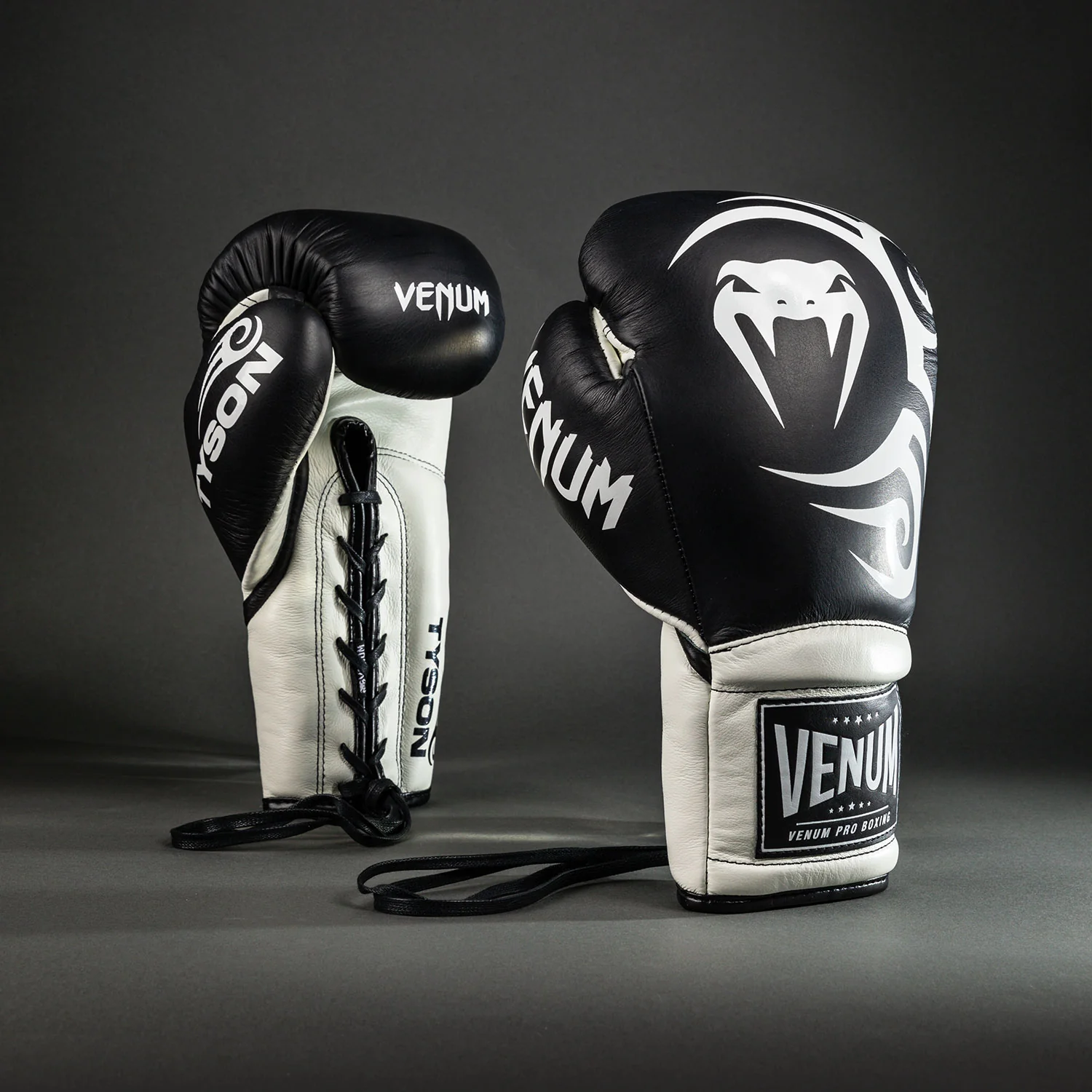 Venum Giant 2.0 Mike Tyson Pro Boxing Gloves with Laces - Deep Black/Optical White
