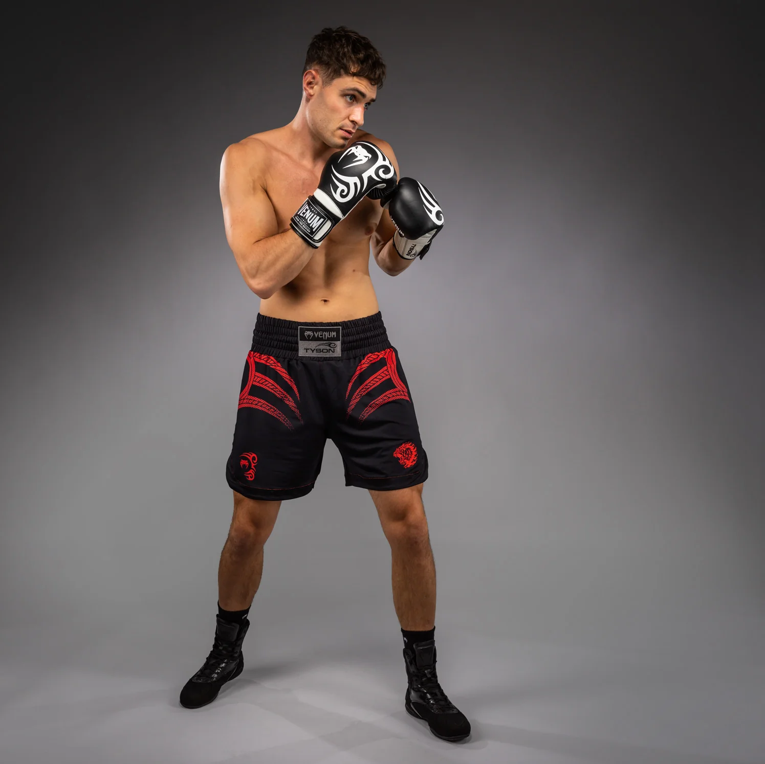 Venum x Mike Tyson Tiger Boxing Shorts - Deep Black/Intense Red - Image 7