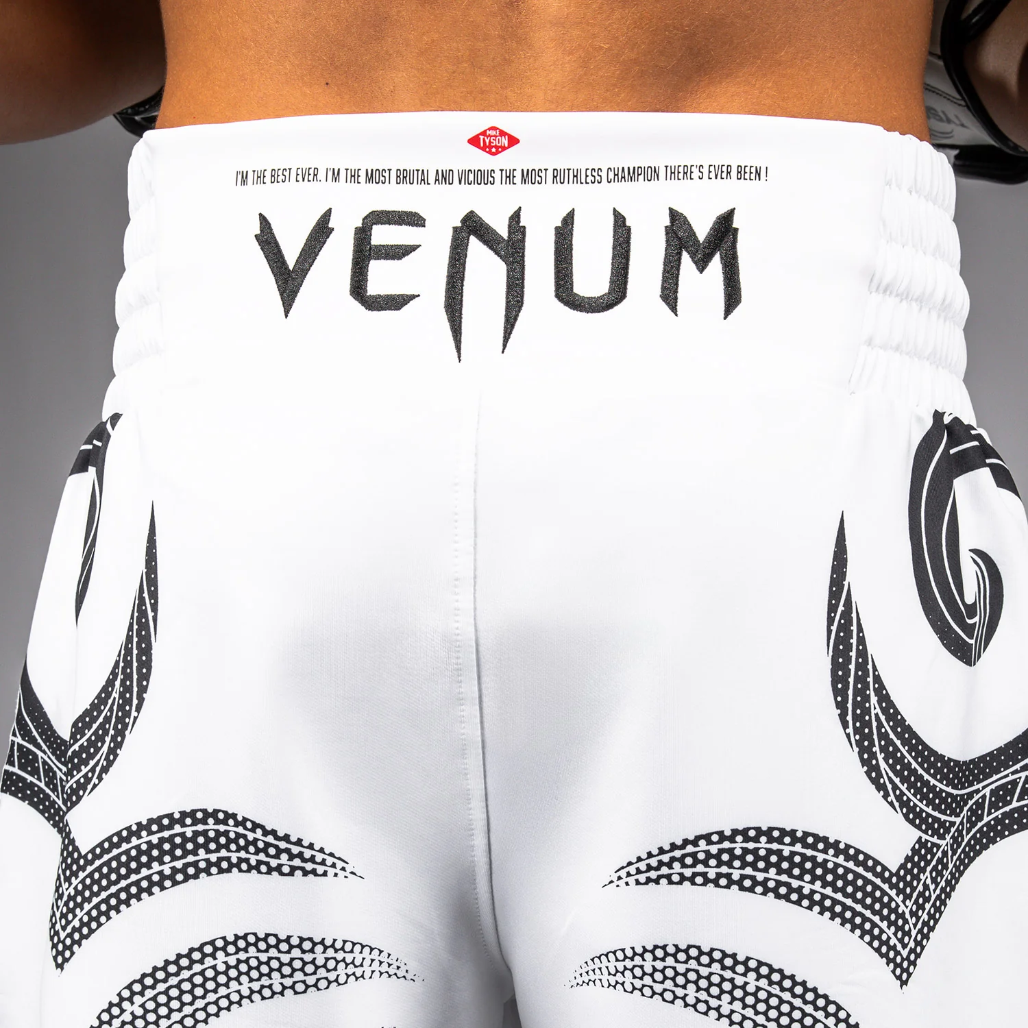 Venum x Mike Tyson Tiger Boxing Shorts - Optical White/Deep Black - Image 6
