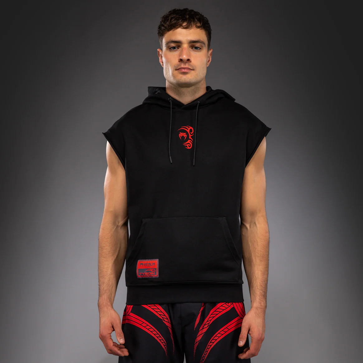 Venum x Mike Tyson Tiger Sleeveless Hoodie - Deep Black/Intense Red - Image 3