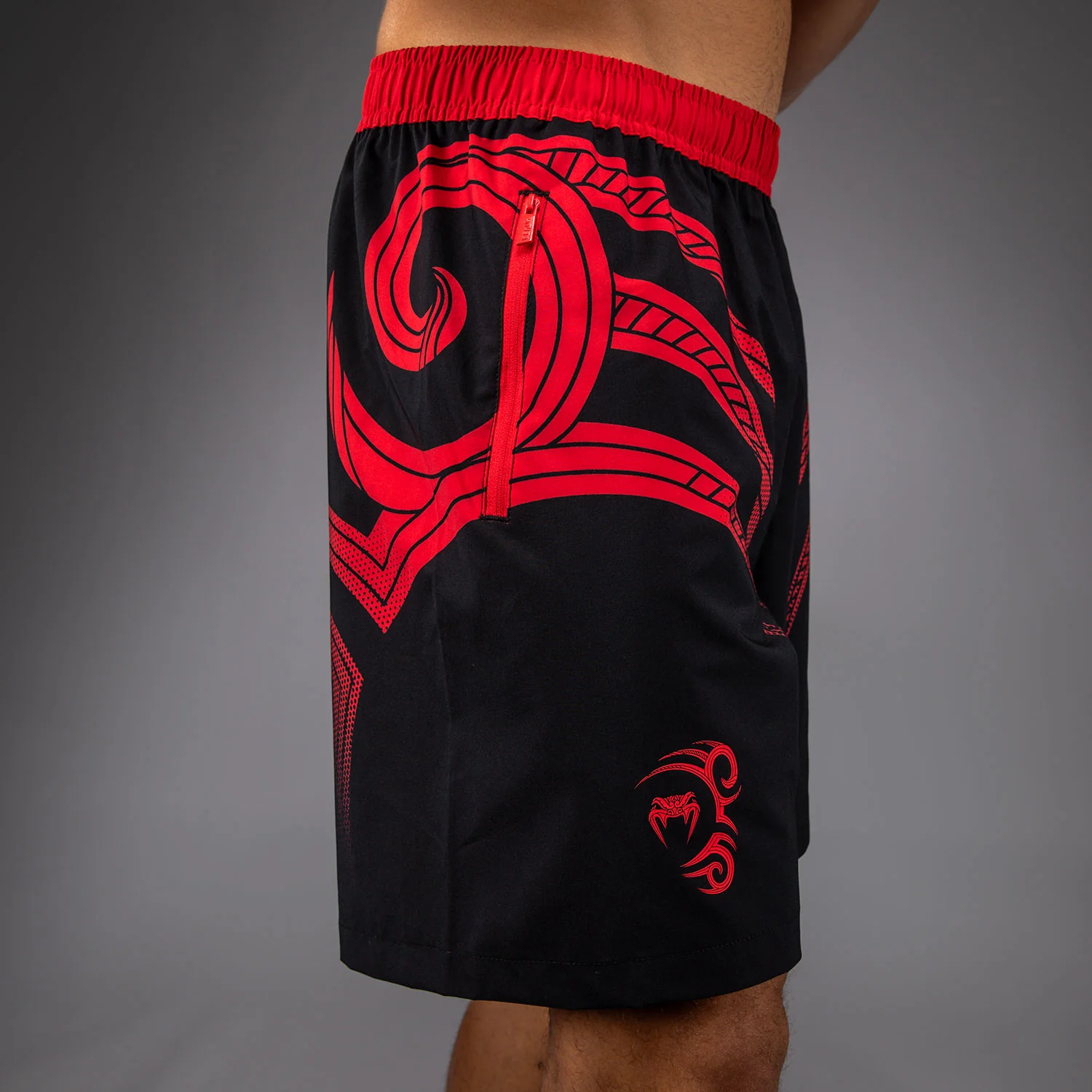 Venum x Mike Tyson Tiger Training Shorts - Deep Black/Intense Red - Image 5