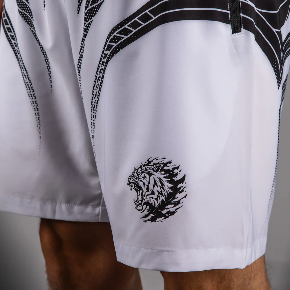 Venum x Mike Tyson Tiger Training Shorts - Optical White/Deep Black - Image 6