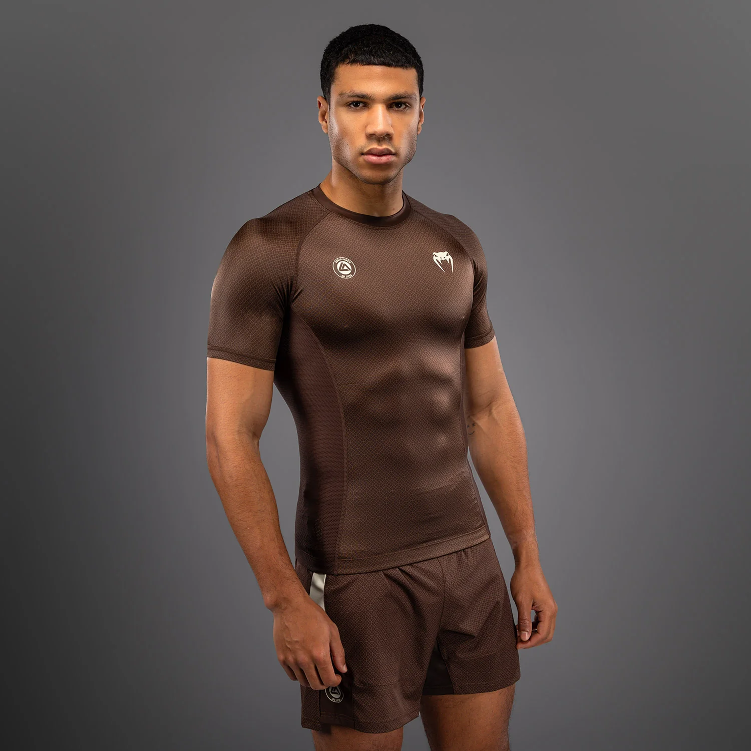Venum x Roger Gracie Academy Short Sleeve Rashguard - Dark Brown - Image 4