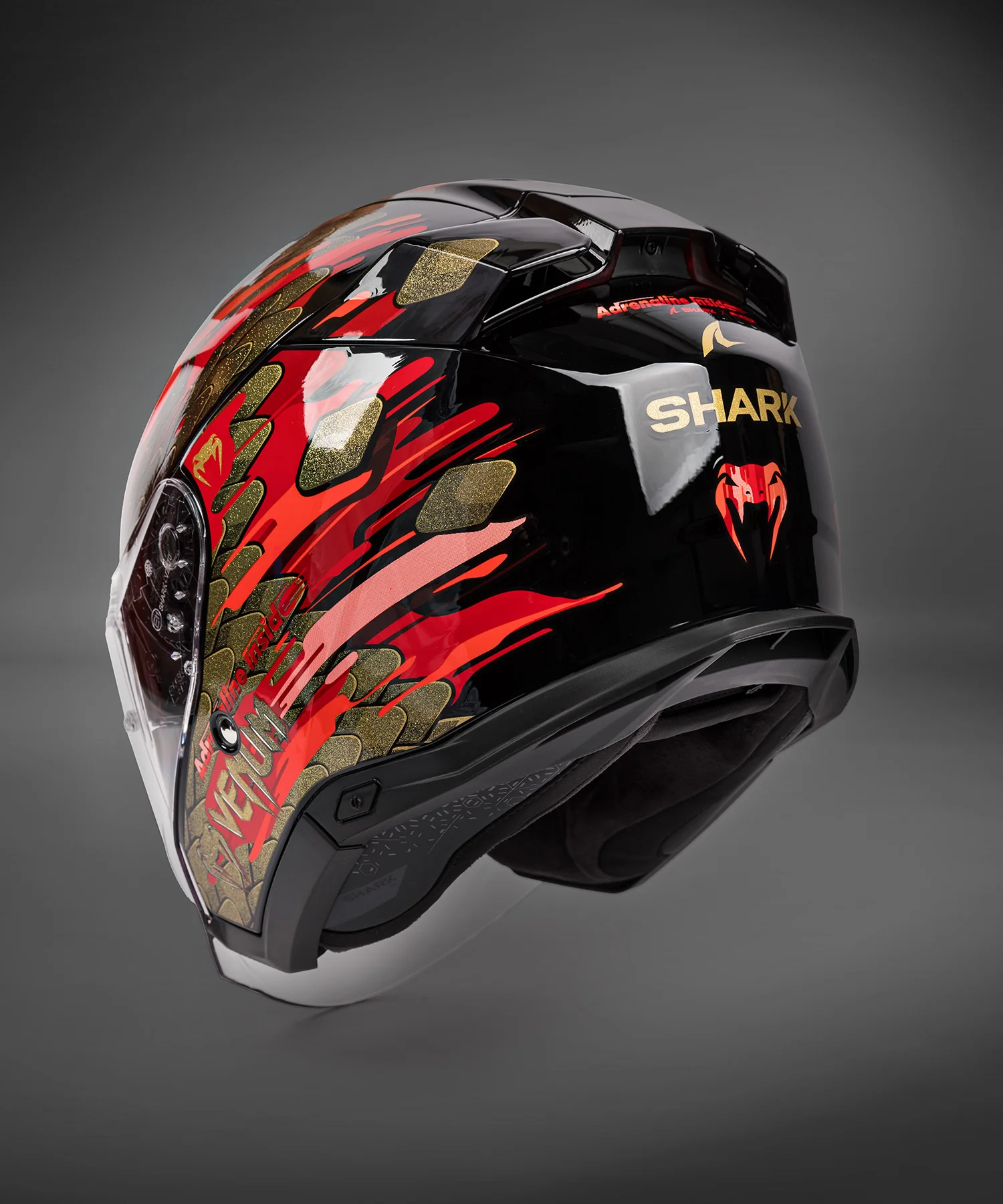 Venum x Shark SKWAL i3 JET Motorcycle Helmet - Red/Gold - Image 5