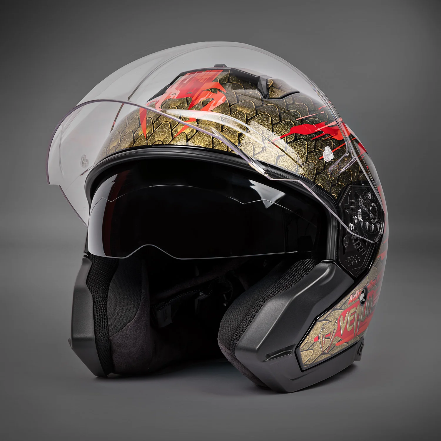 Venum x Shark SKWAL i3 JET Motorcycle Helmet - Red/Gold - Image 7